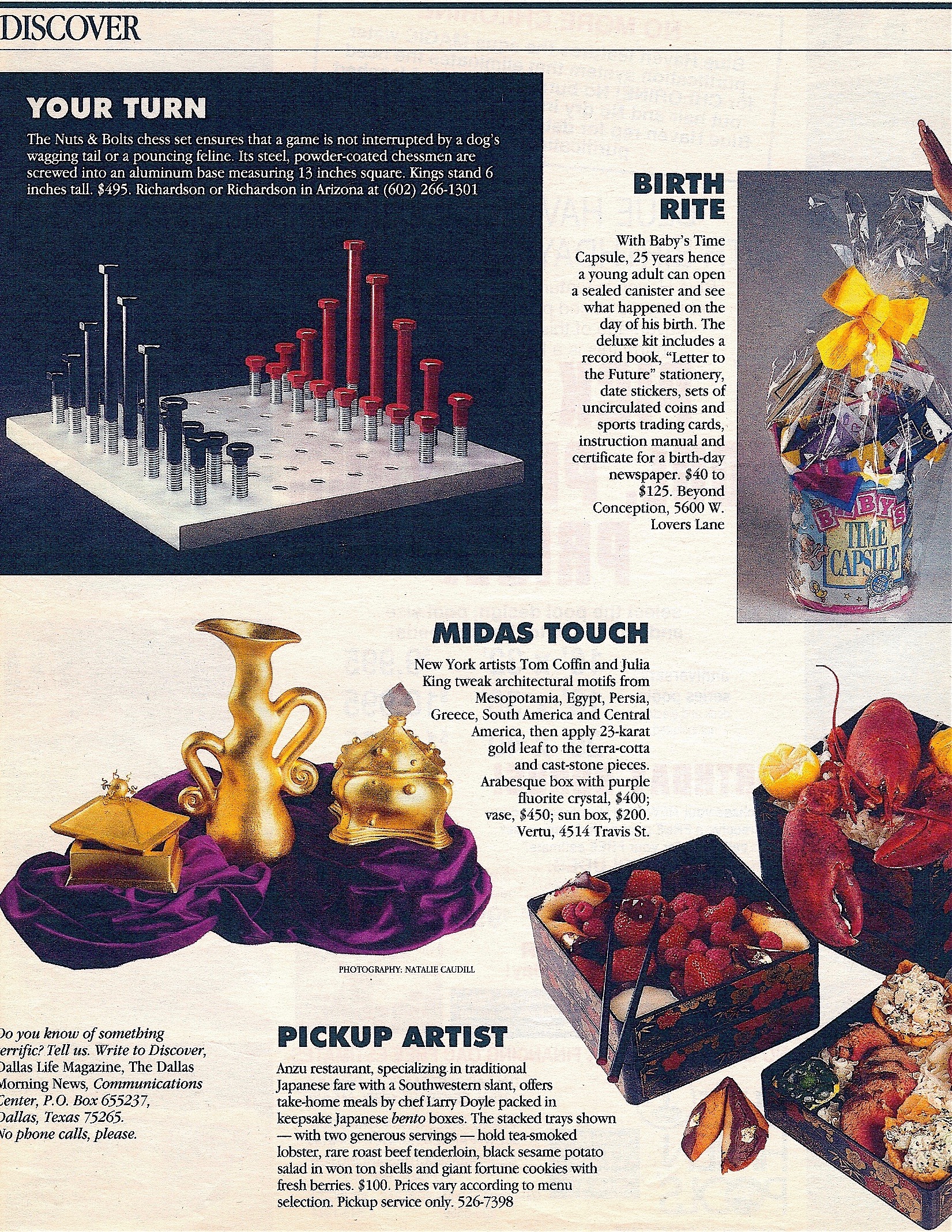 Coffin & King Press - Coffin & King Gilded Sun Head Box, Gilded Vase, and Gilded Box with Balls featured in Dallas Life Magazine