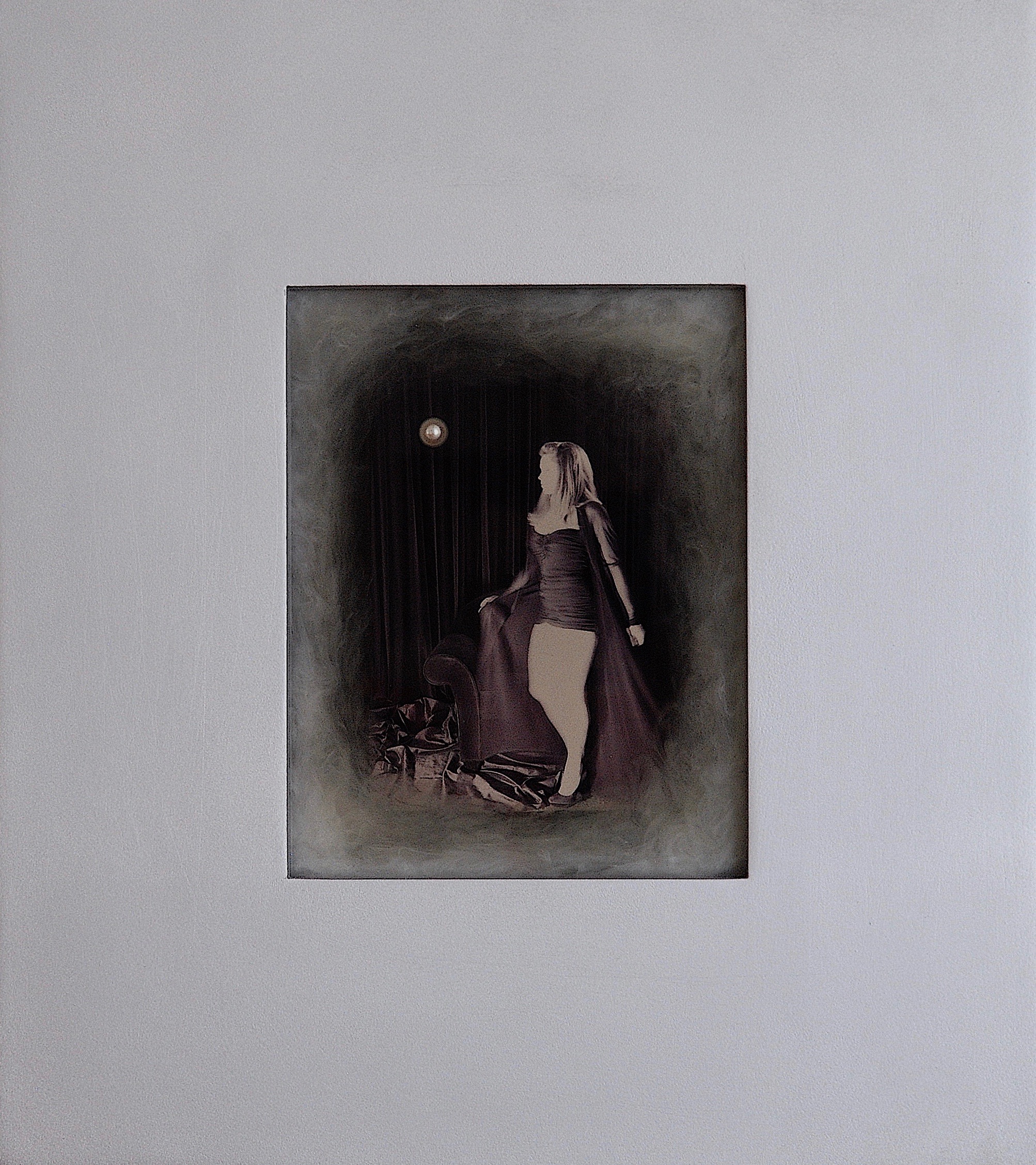 Julia King - Margarite and the Pearl #9 - with handmade matte silver wood frame