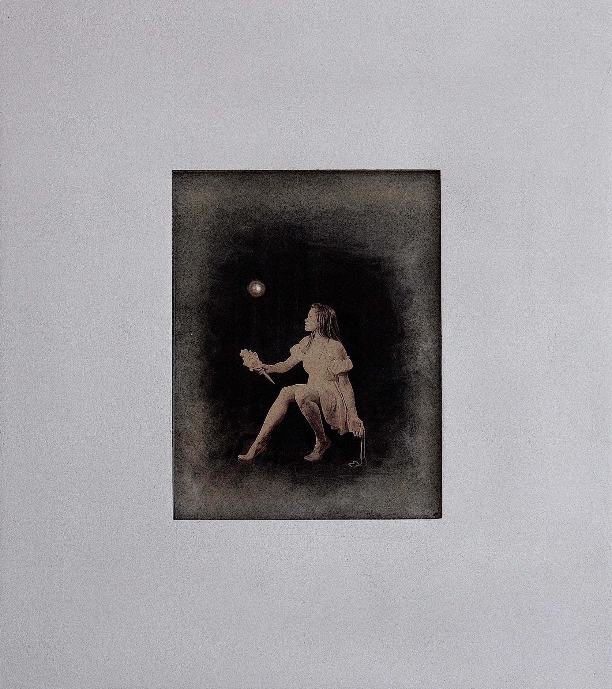 Julia King - Margarite and the Pearl #5 - with handmade matte silver wood frame