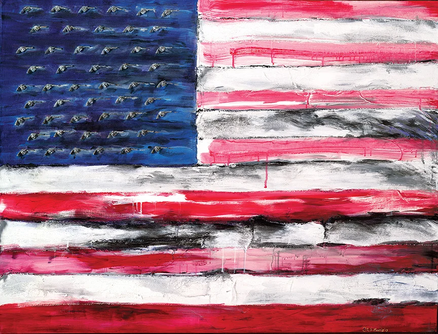 The United States of Gun 36"x48" 2014 Acrylic and Mixed Media