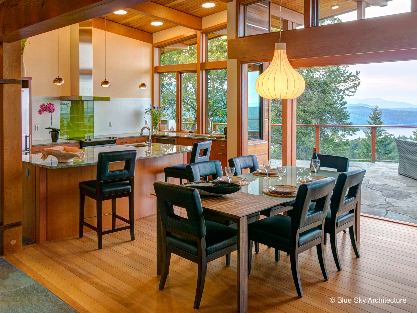 West Coast Modern style kitchen with ocean views