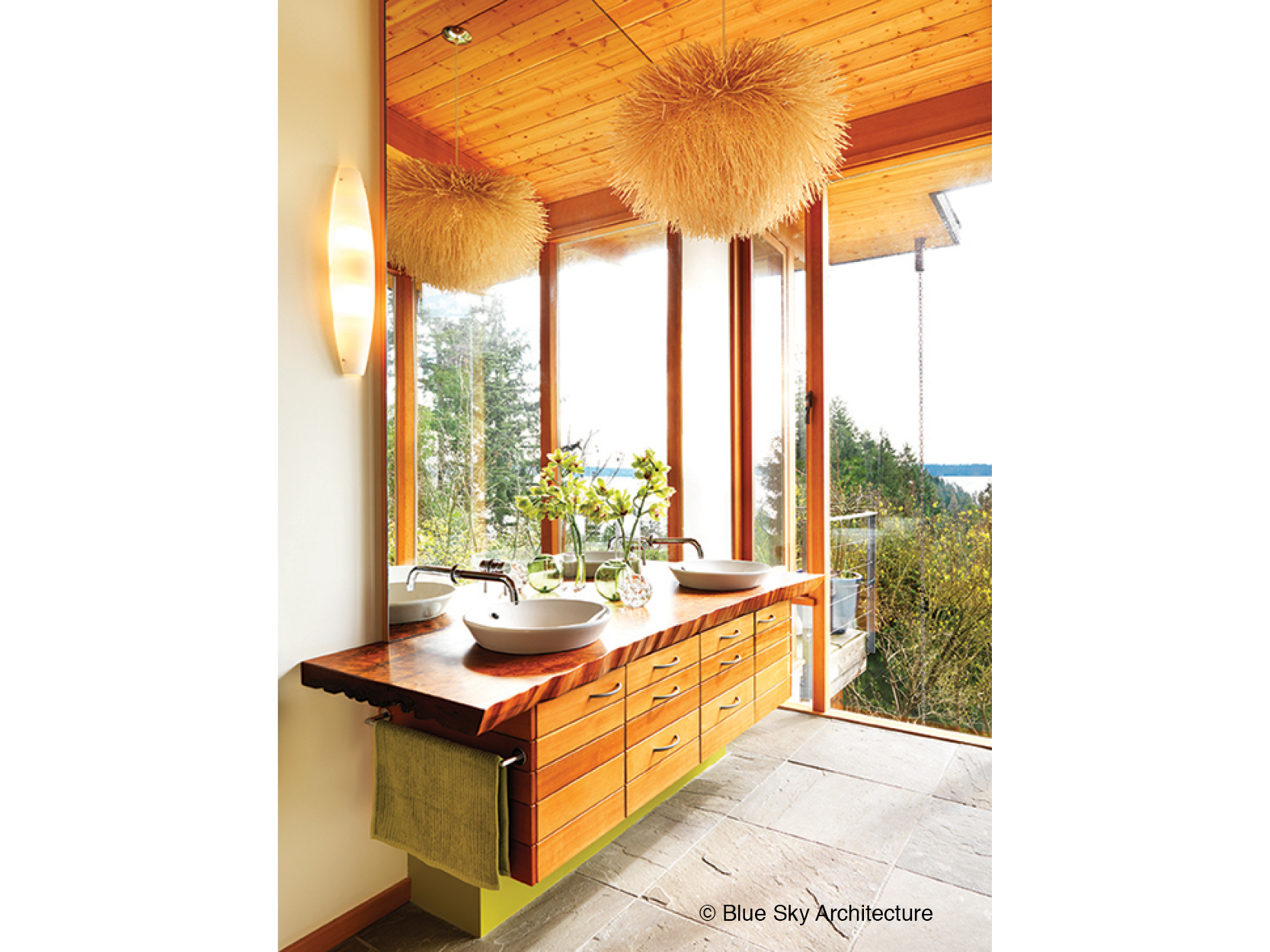 Natural Slab Vanity in Custom Ensuite