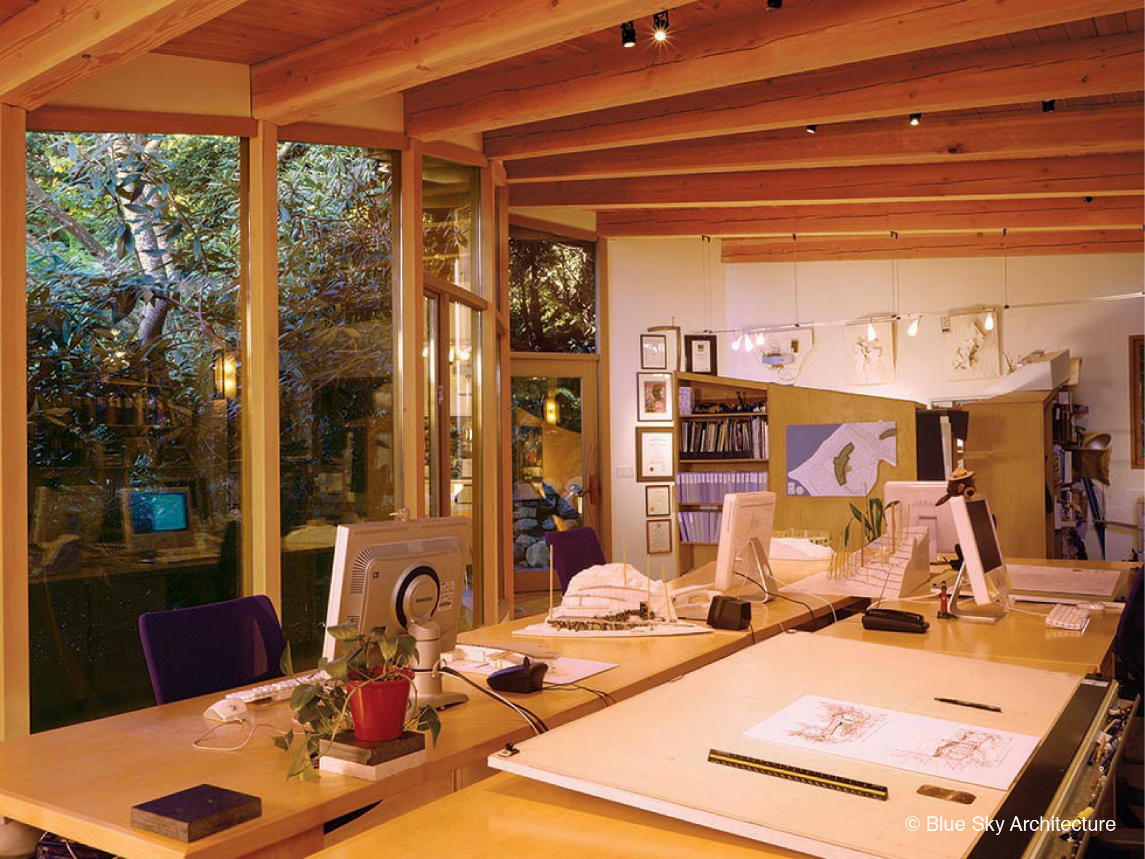 Studio with Rafters and Fir Ceiling