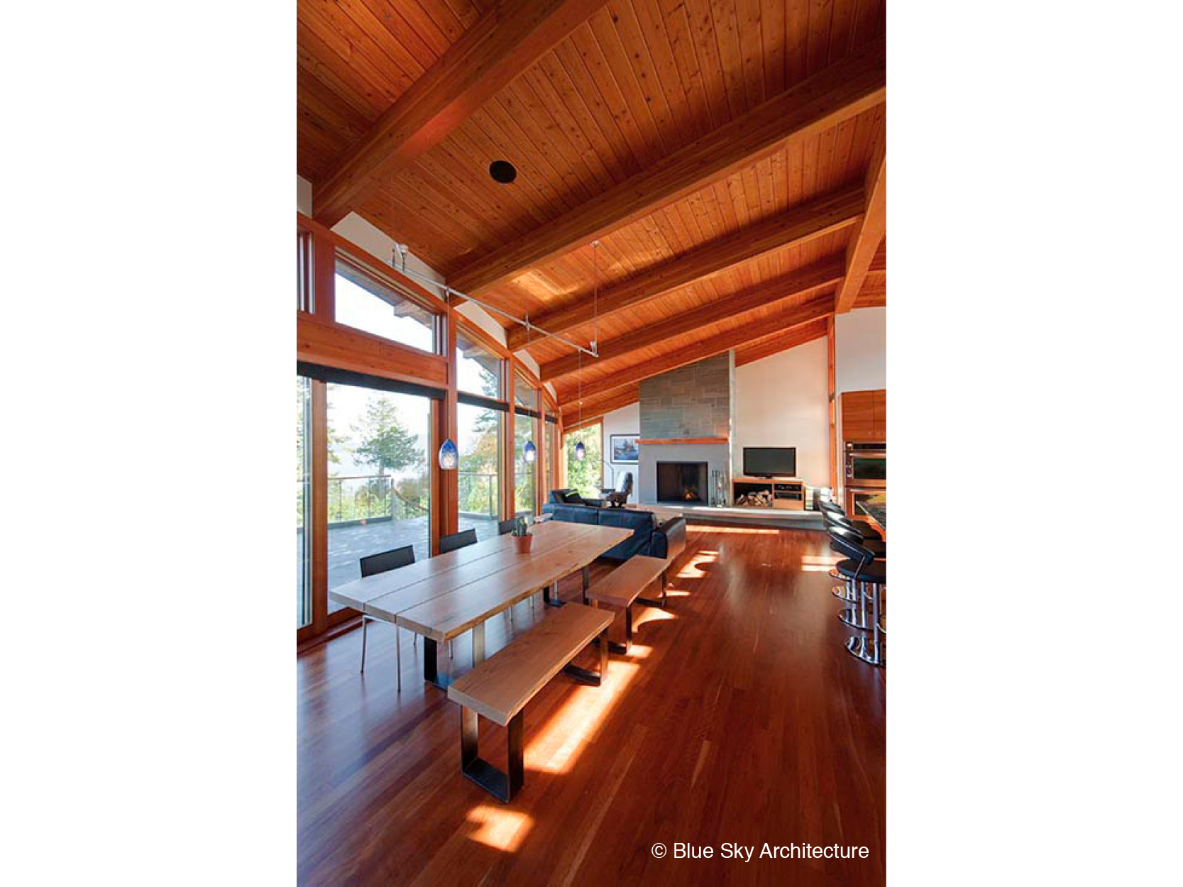 Living Room with Natural Wood Interior