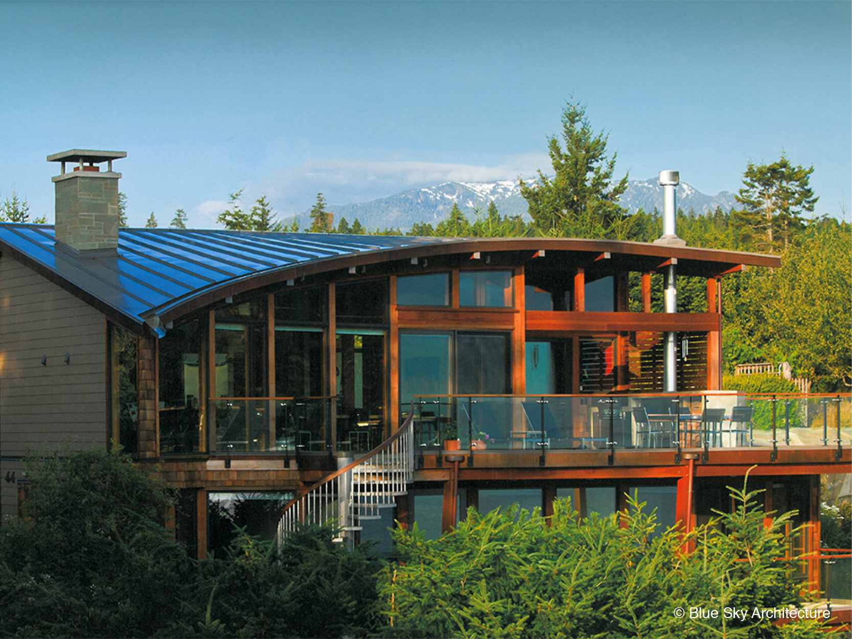 Exterior of Custom Residence with Organic Roofline