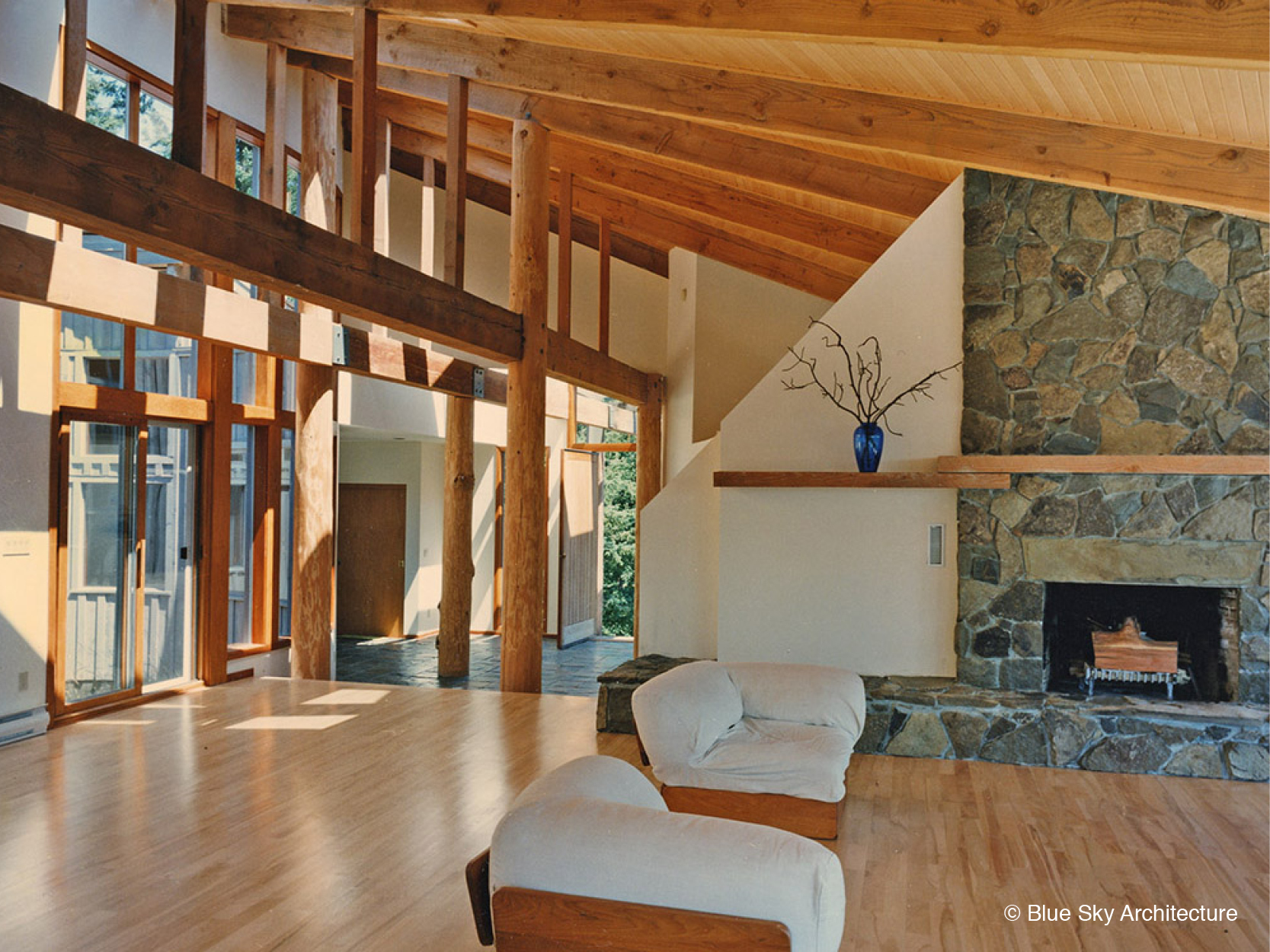 Open Plan Interior with Heavy Timber Roof