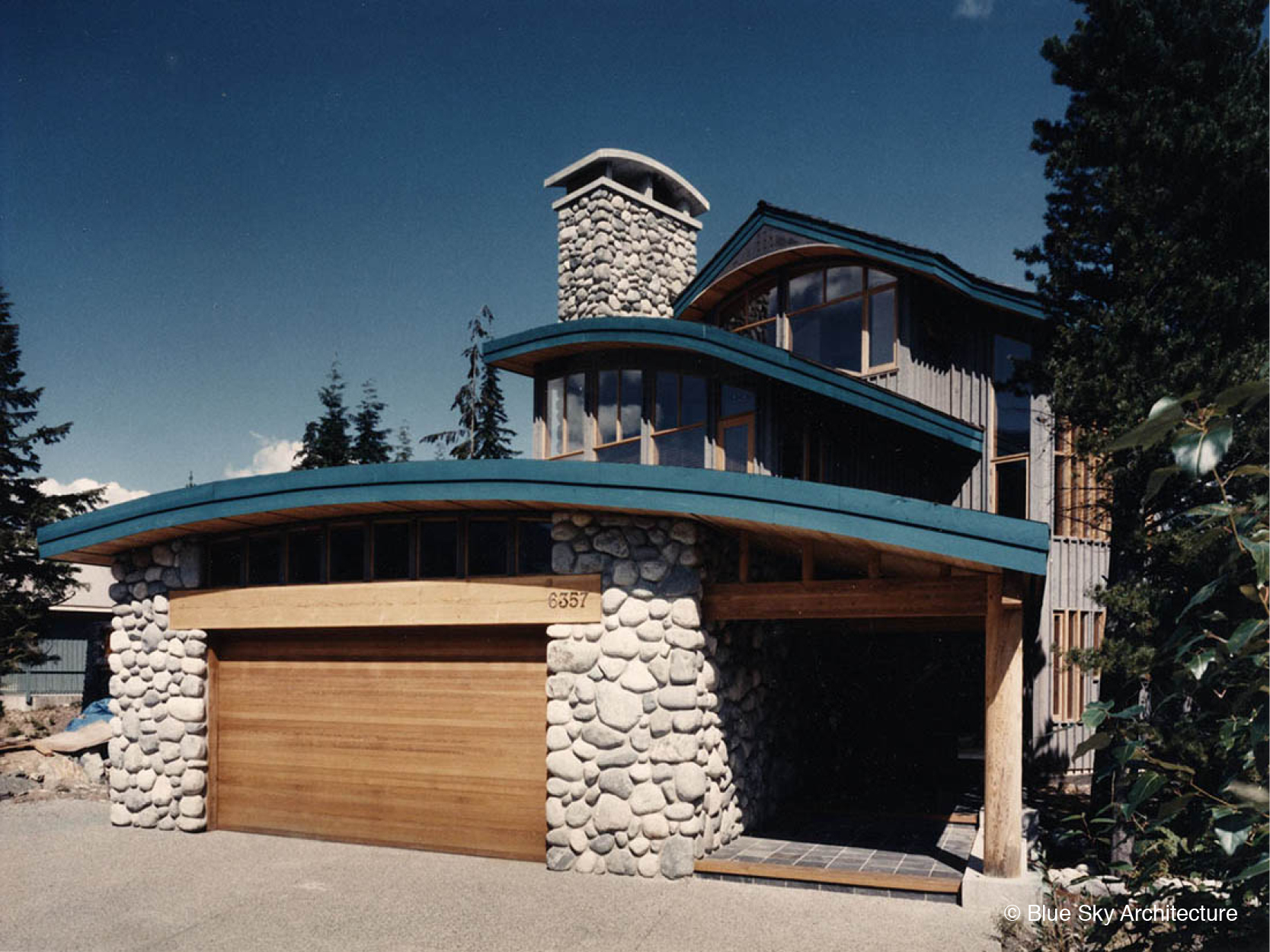 Exterior of the Collins House with Stone Cladding