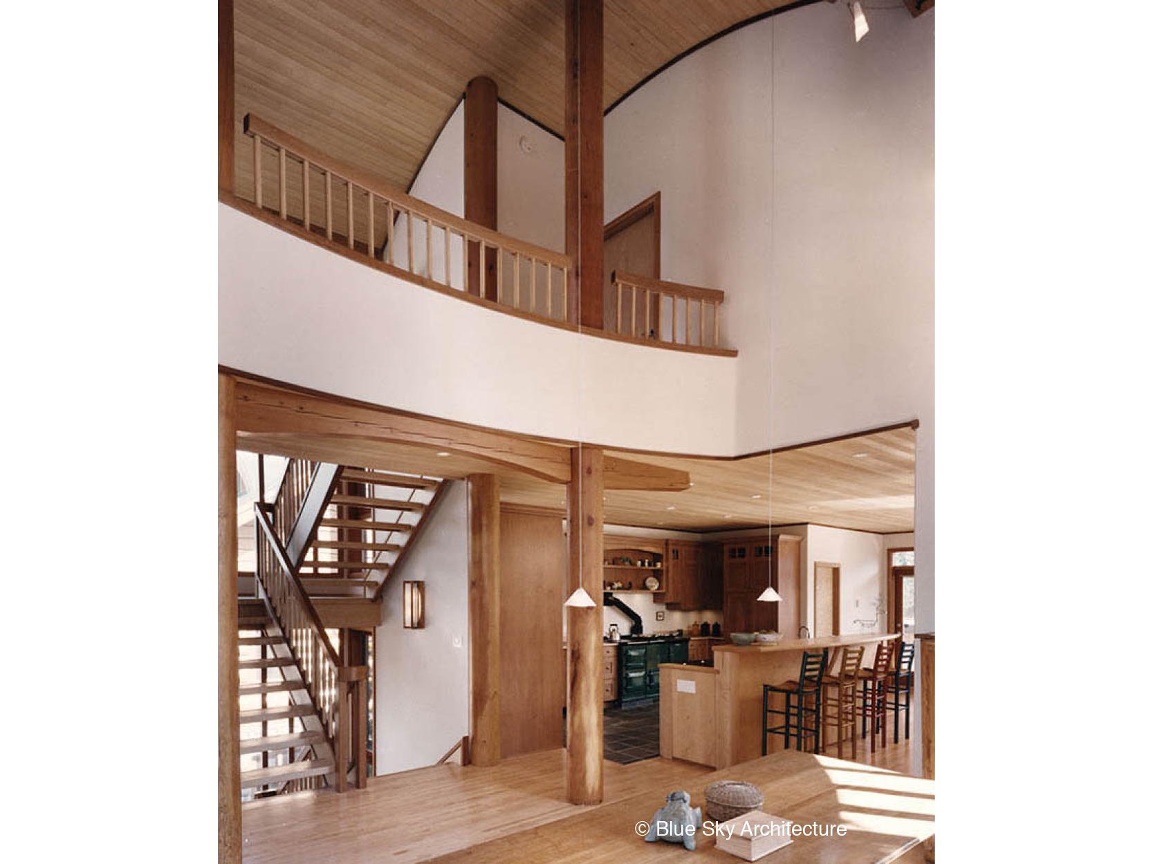 Interior Mezzanine with Wood Balustrade