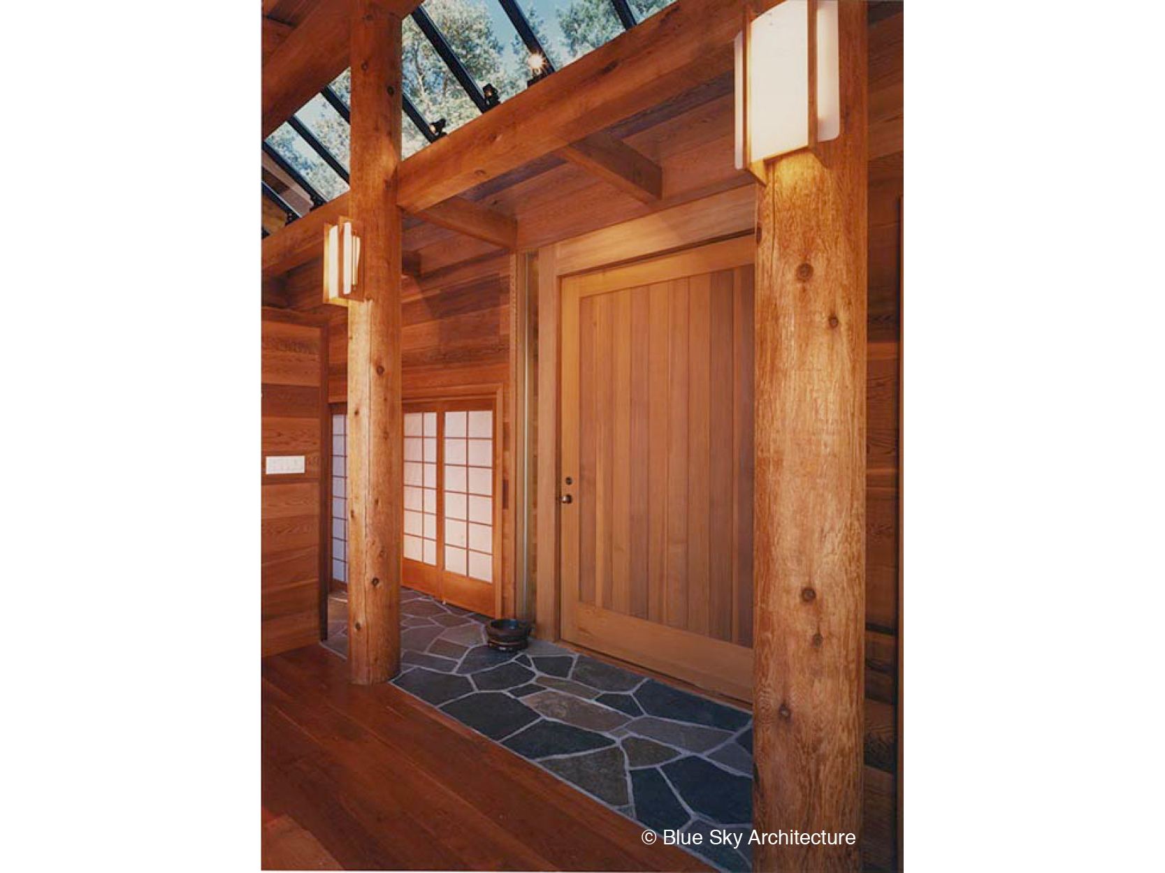 Heavy Timber Construction with Fir Frame and Panel Door