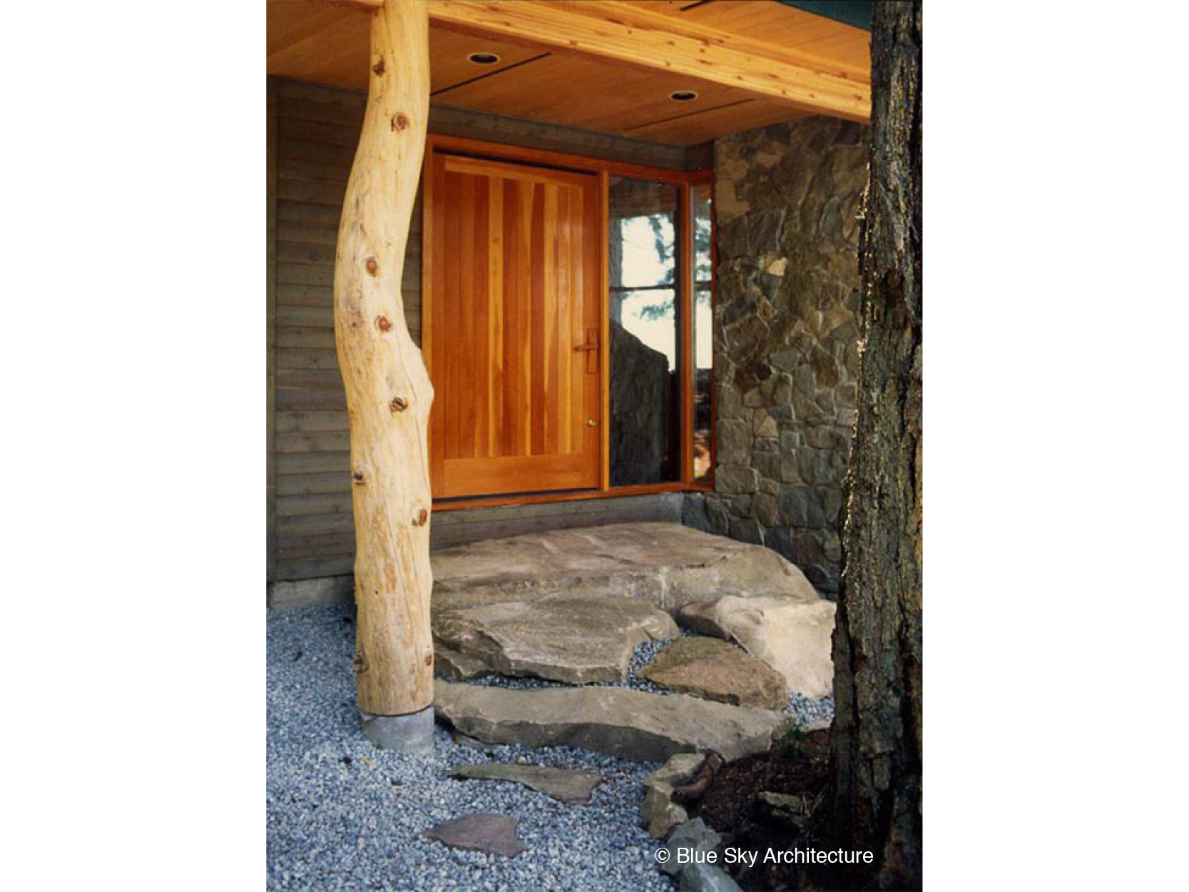 Entrance Canopy with Natural Log Post