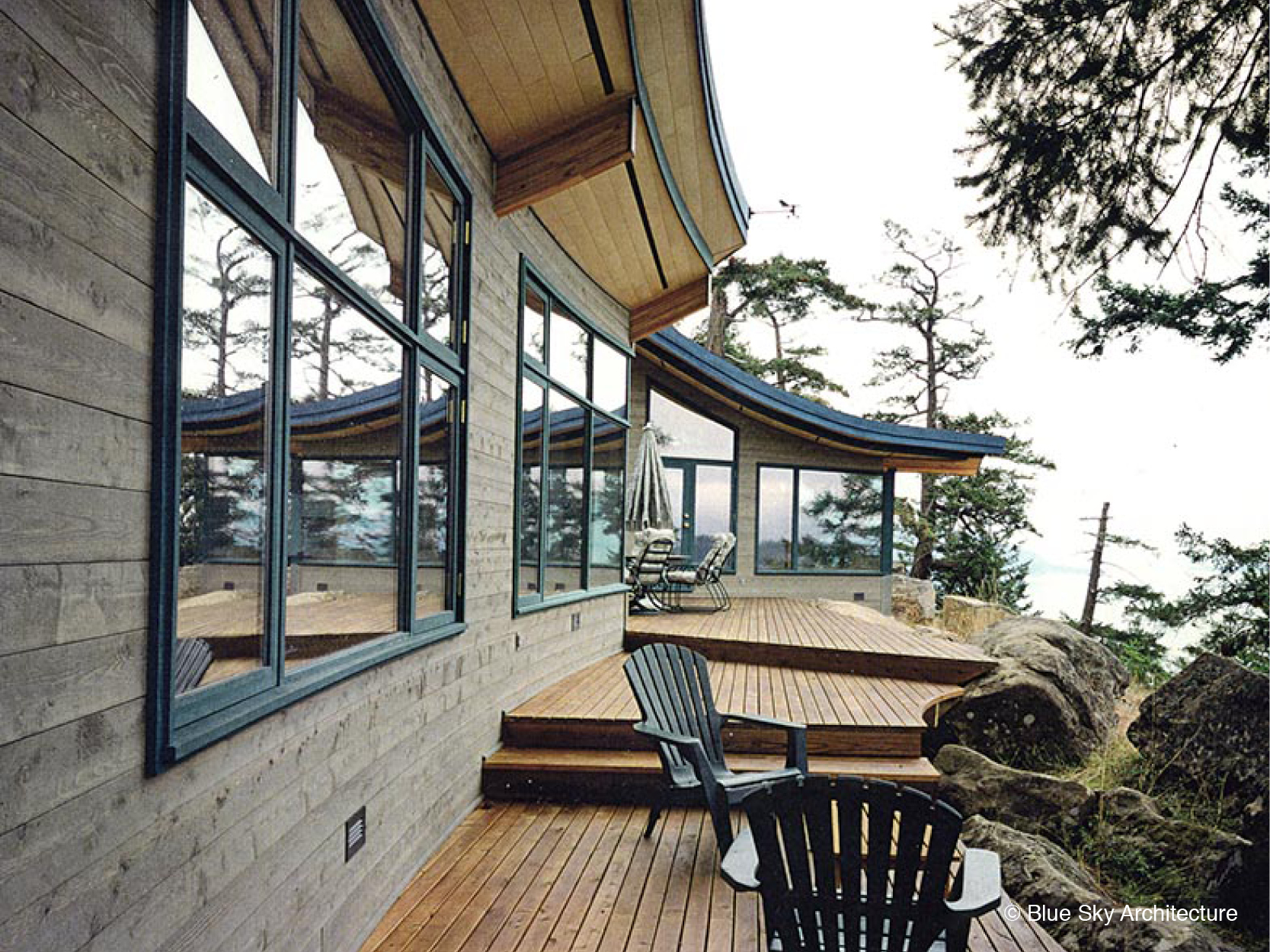Exterior Terrace with Cedar Cladding and Ocean View