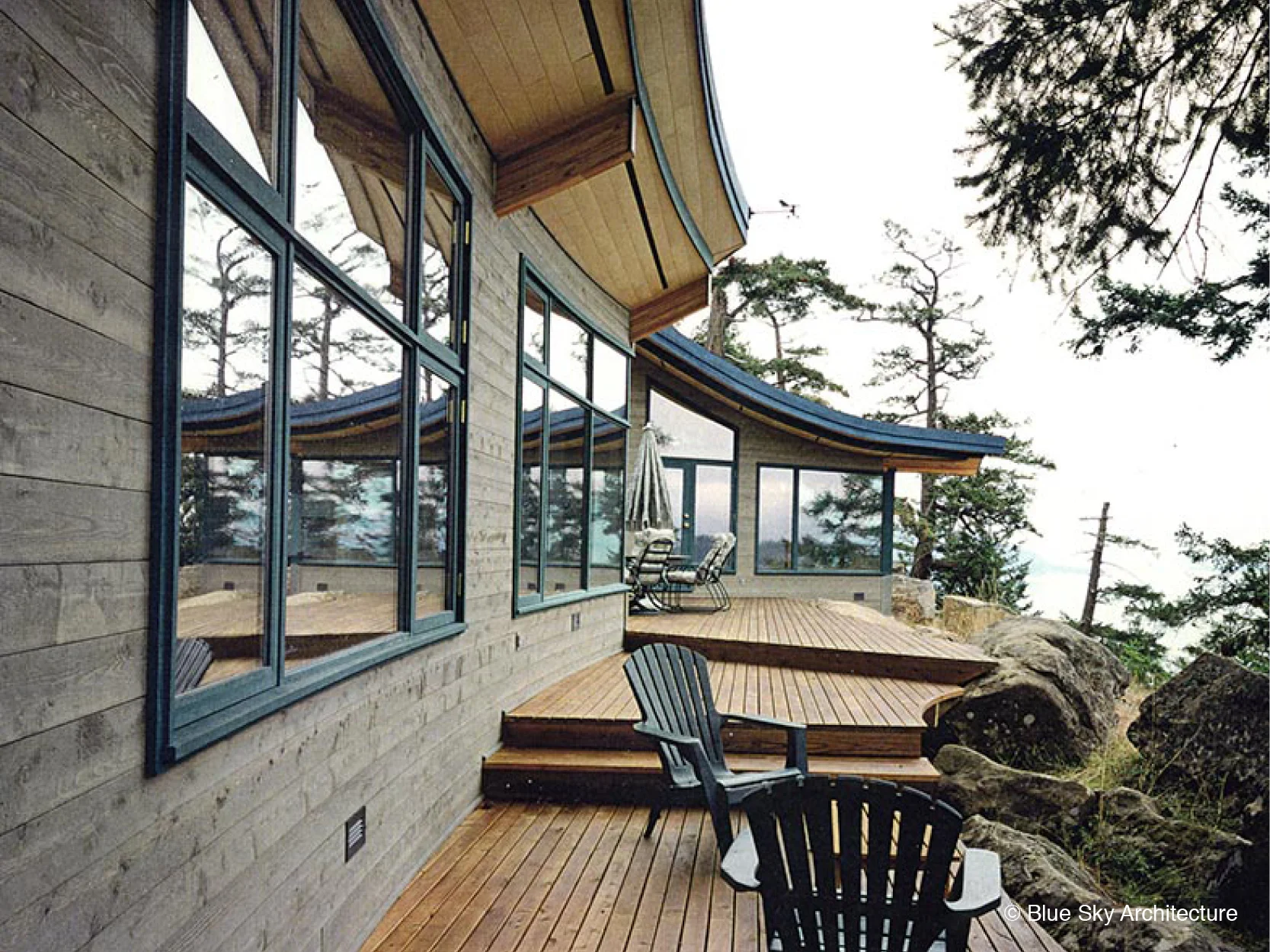 Exterior Terrace with Cedar Cladding and Ocean View