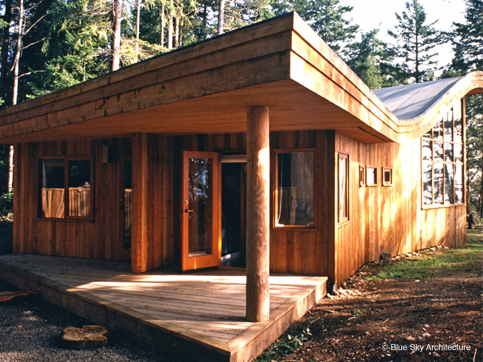 Entrance and Deck with Heavy Timber and Natural Log