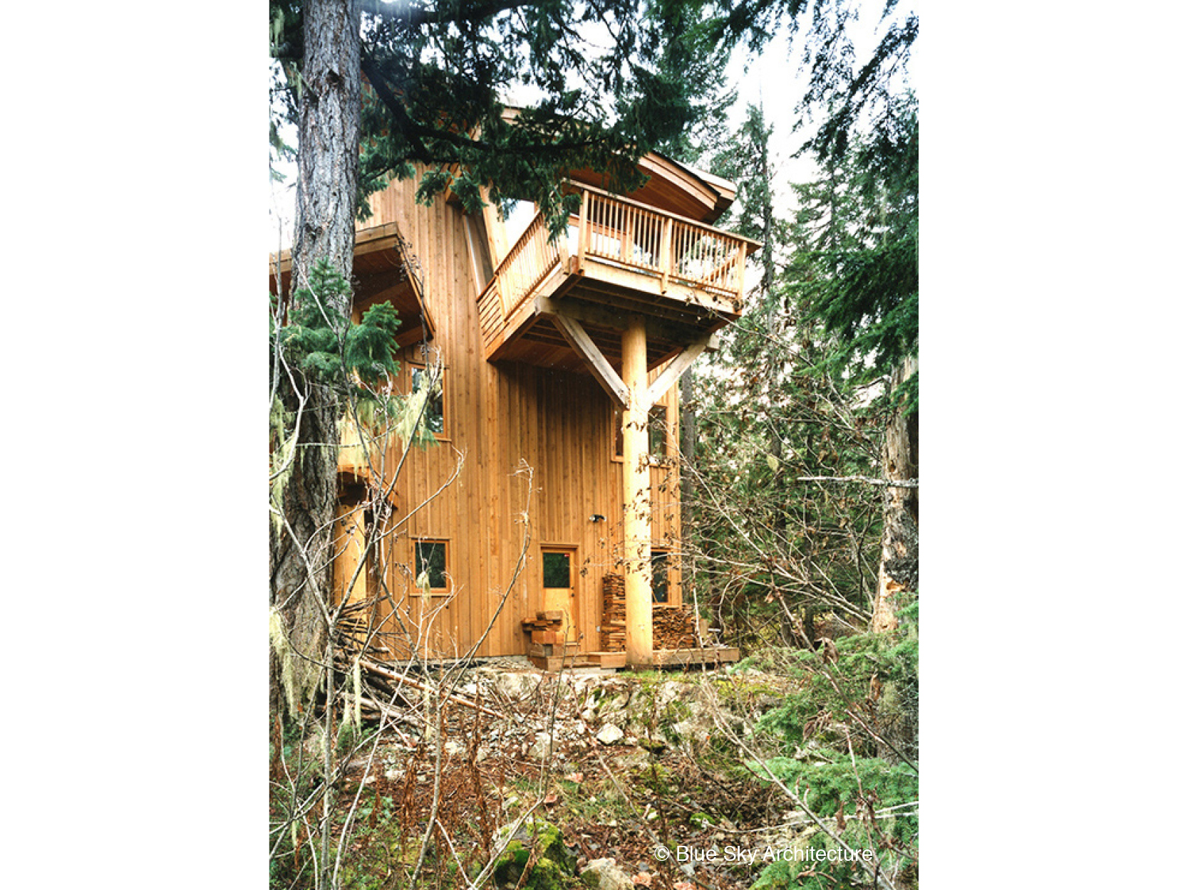 Custom House with Heavy Timber Birdsnest Balcony