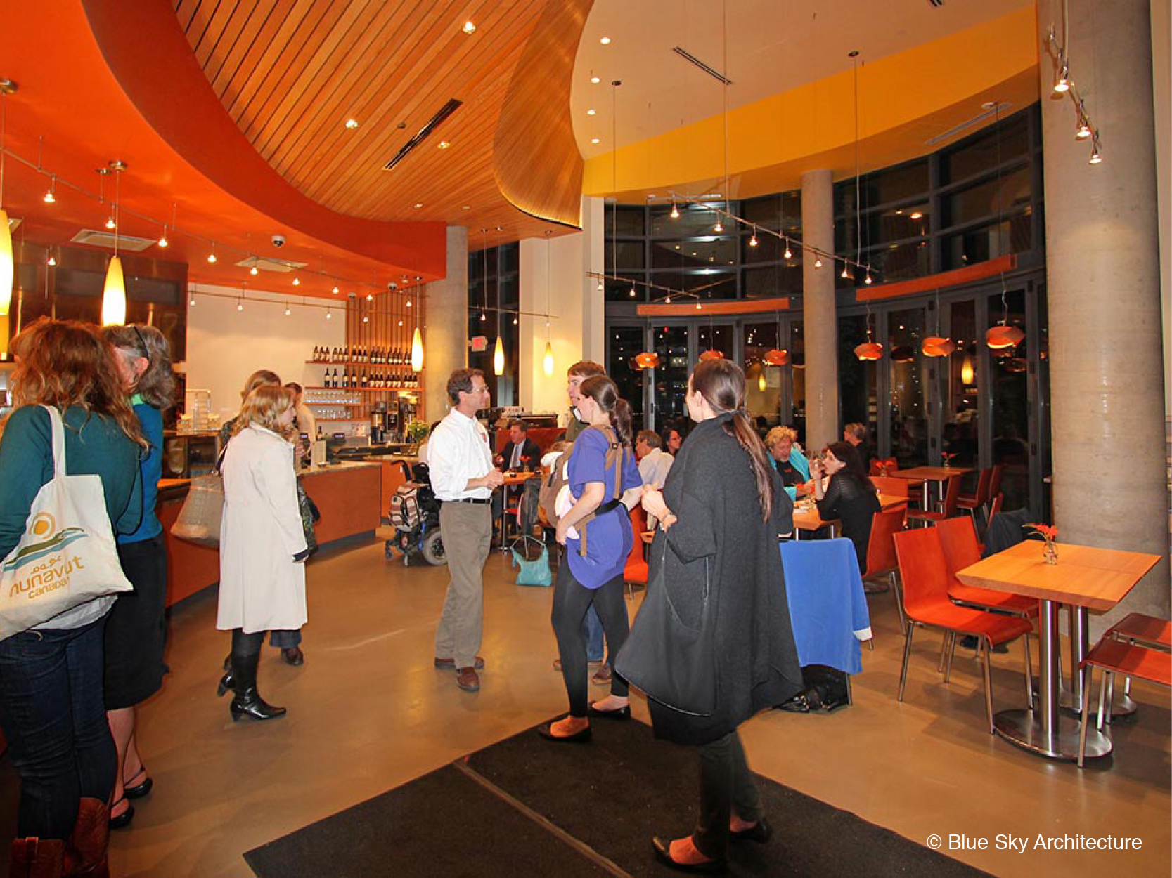 commercial interior design with concrete and wood entry
