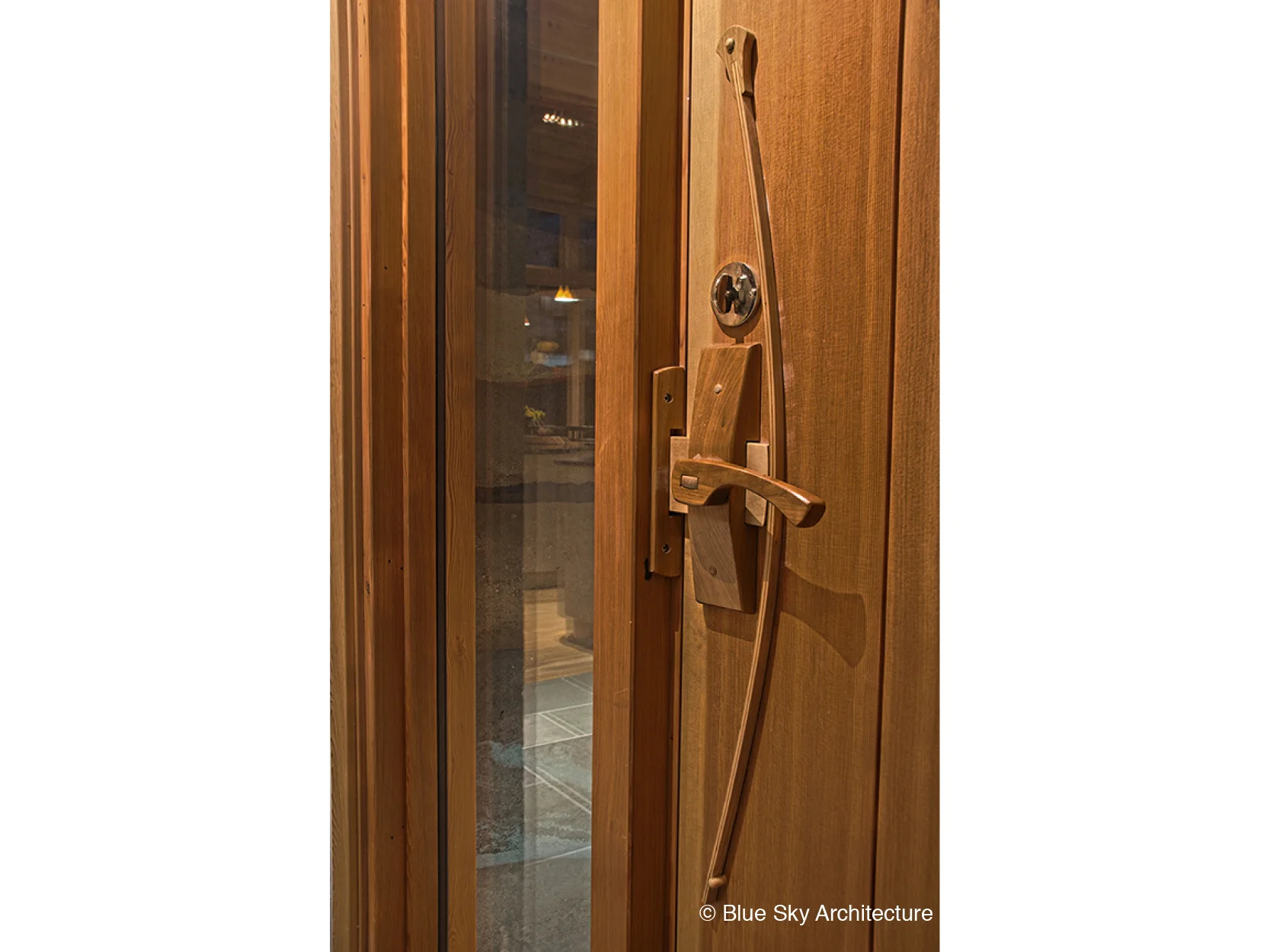 Custom door construction in Naramata Bench House