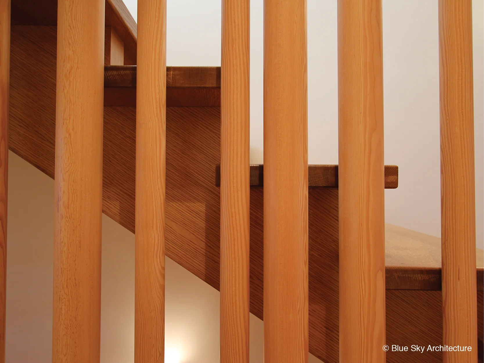 Screen detailing of the stairs in the Assiniboine River House