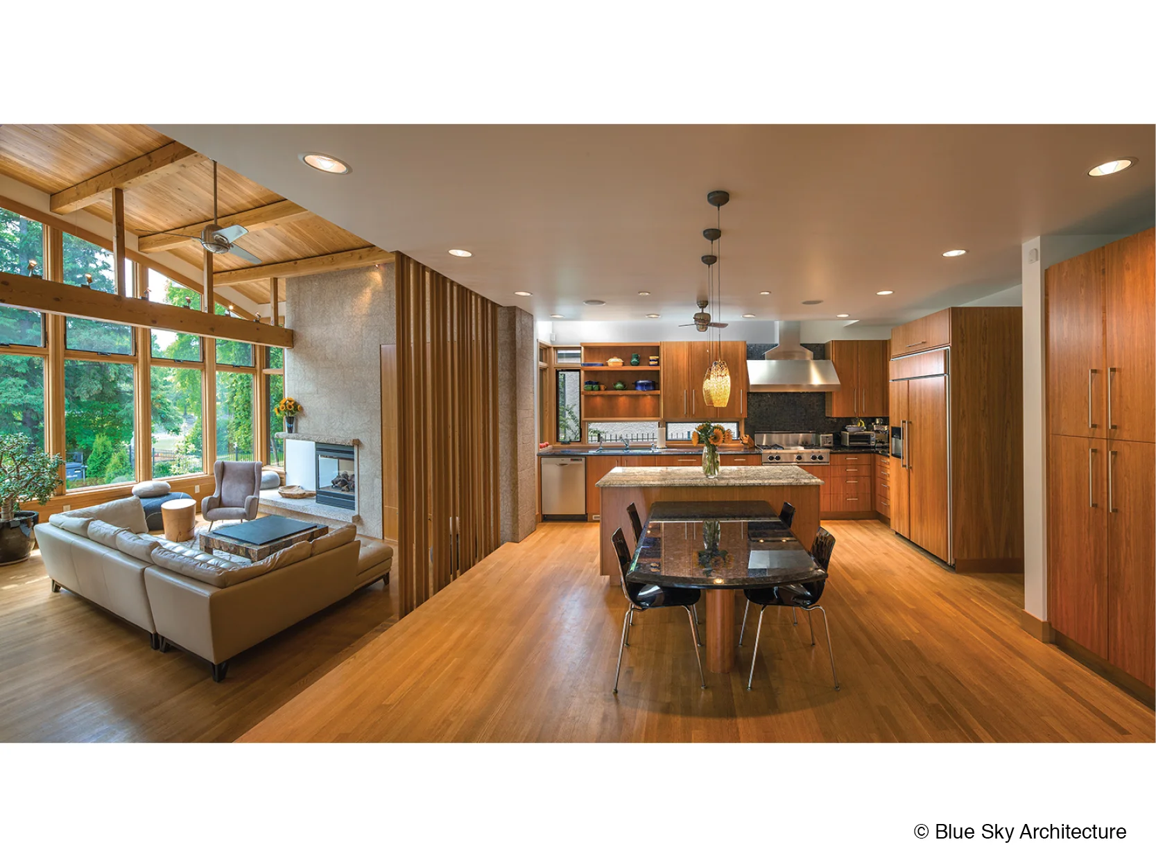 All natural materials kitchen and living room
