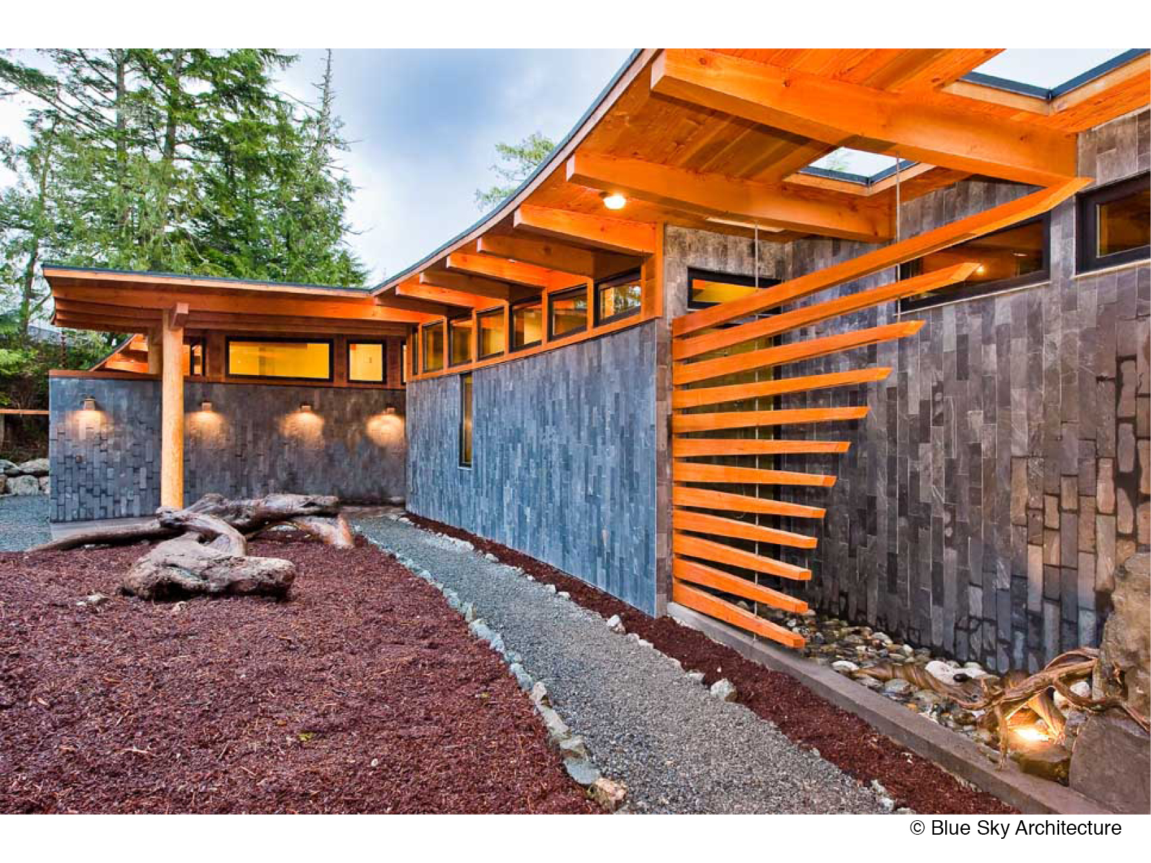 Exterior of a West Coast Modern, forest residence