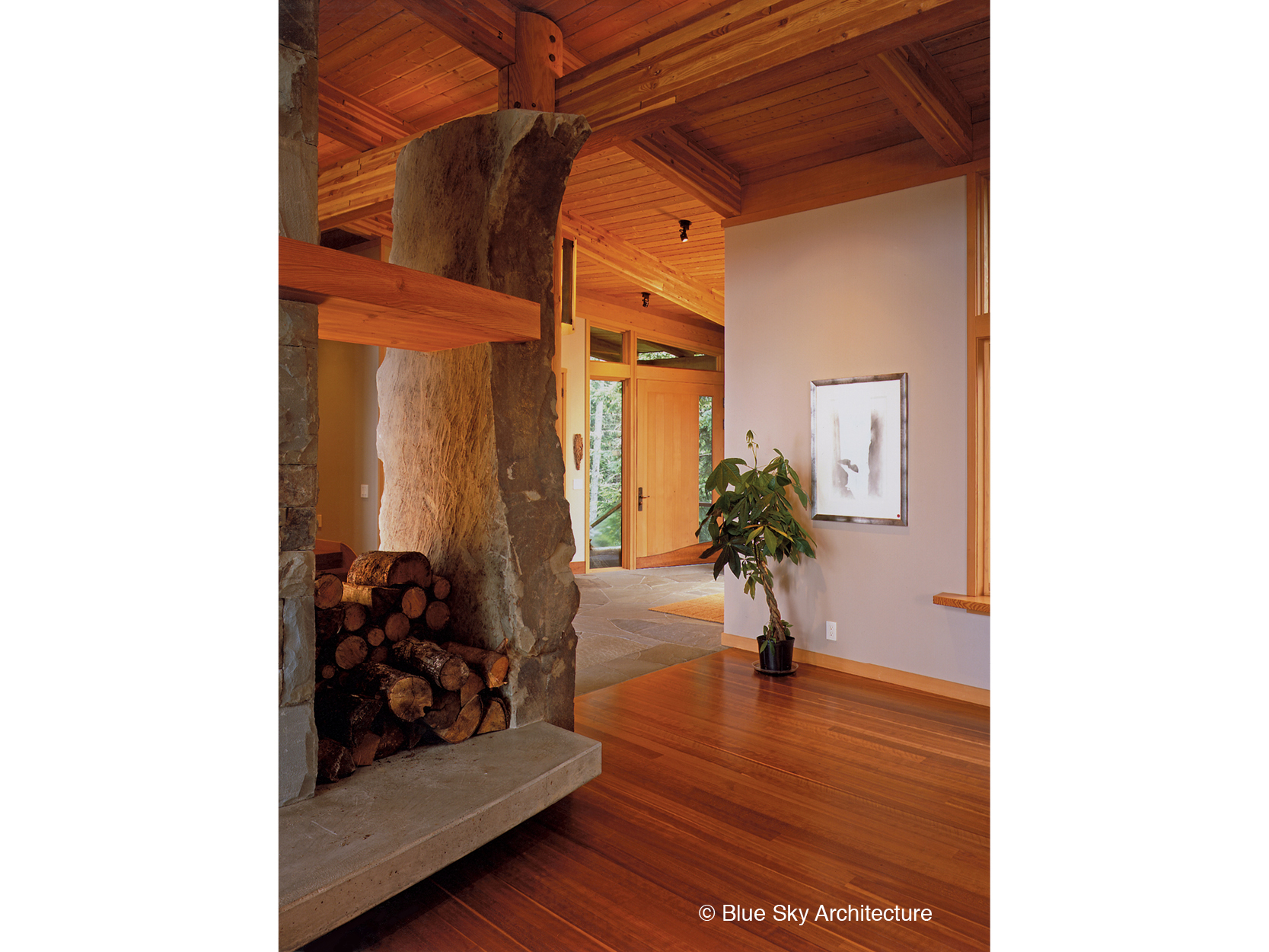 Sandstone column in Hill House living room