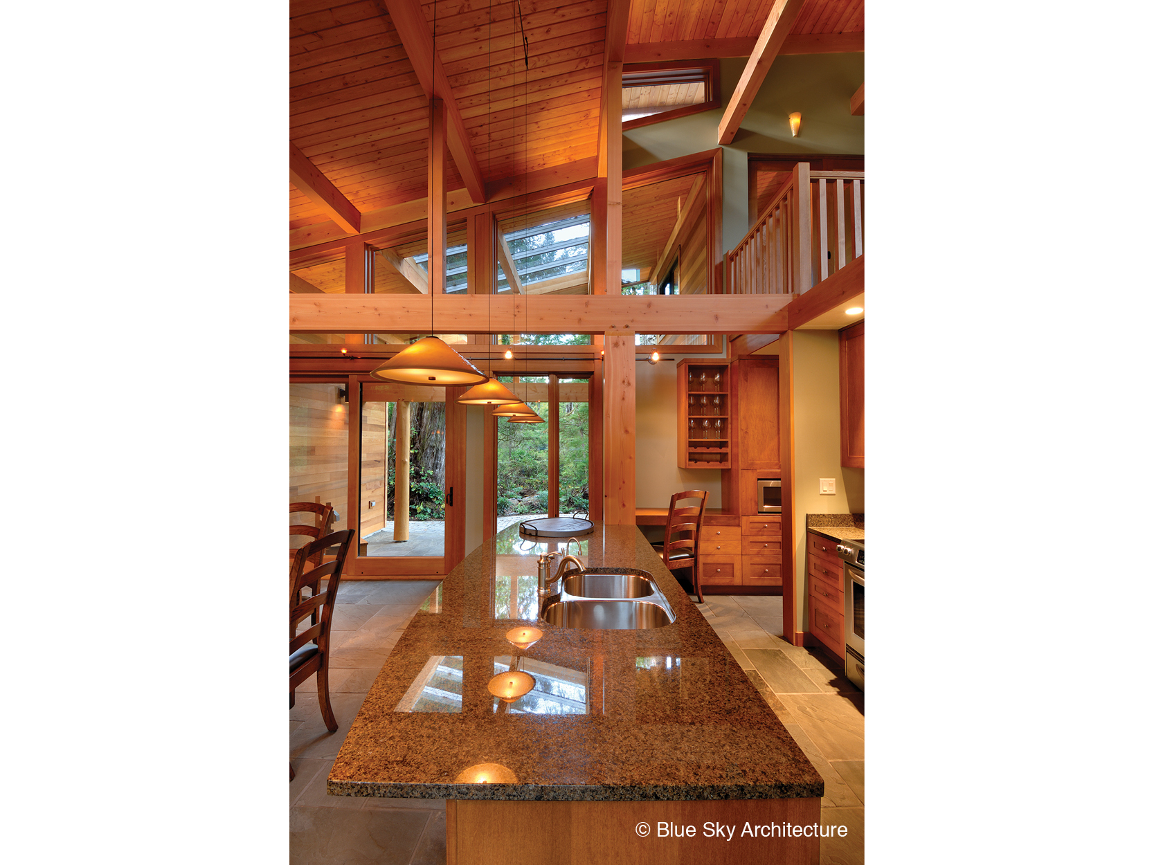 All wood organic design of Rainforest House kitchen