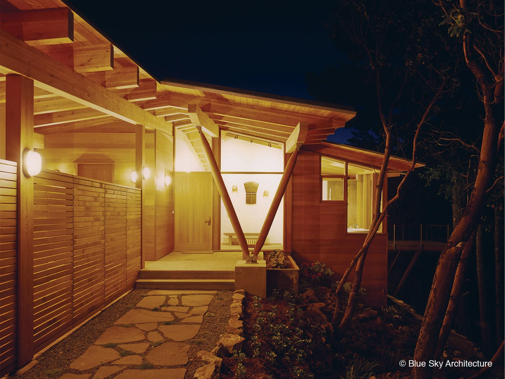 West Coast Modern entryway of Ridge House
