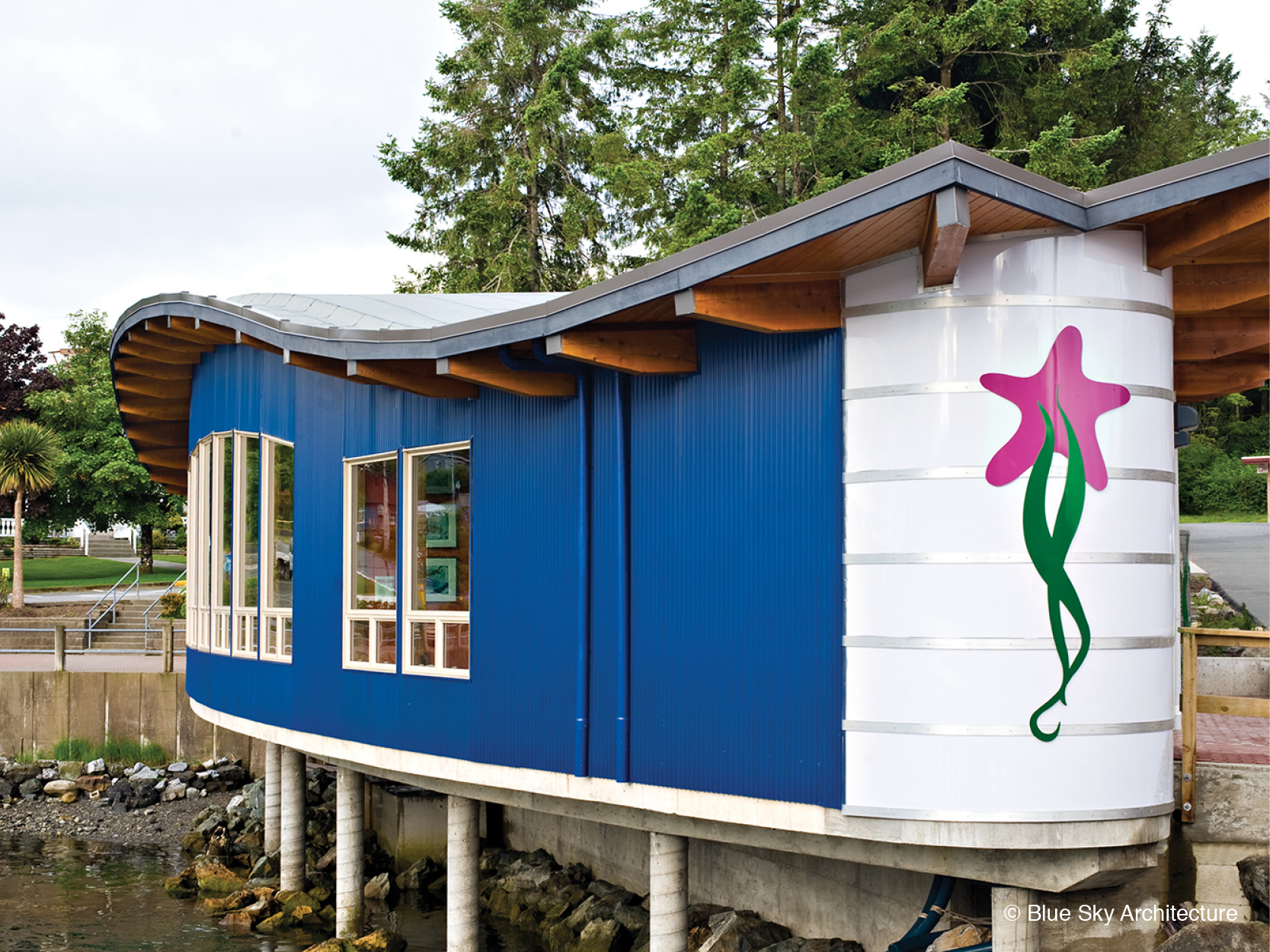 Curved roof of the Ucluelet Aquarium