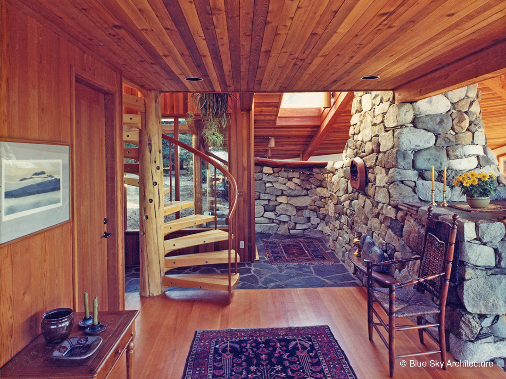 Spiral Staircase and Stone Walls