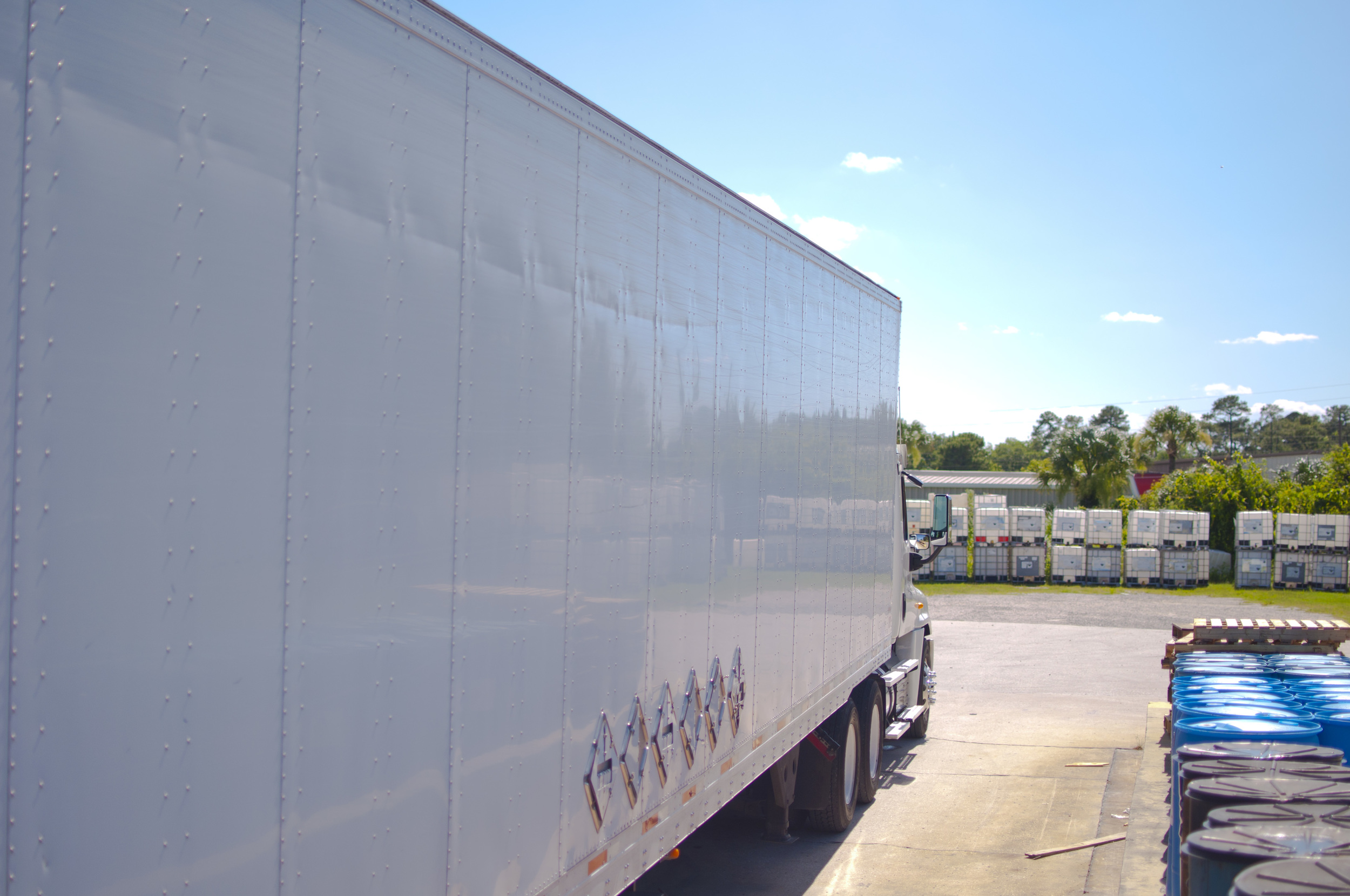 Semi-truck with drums