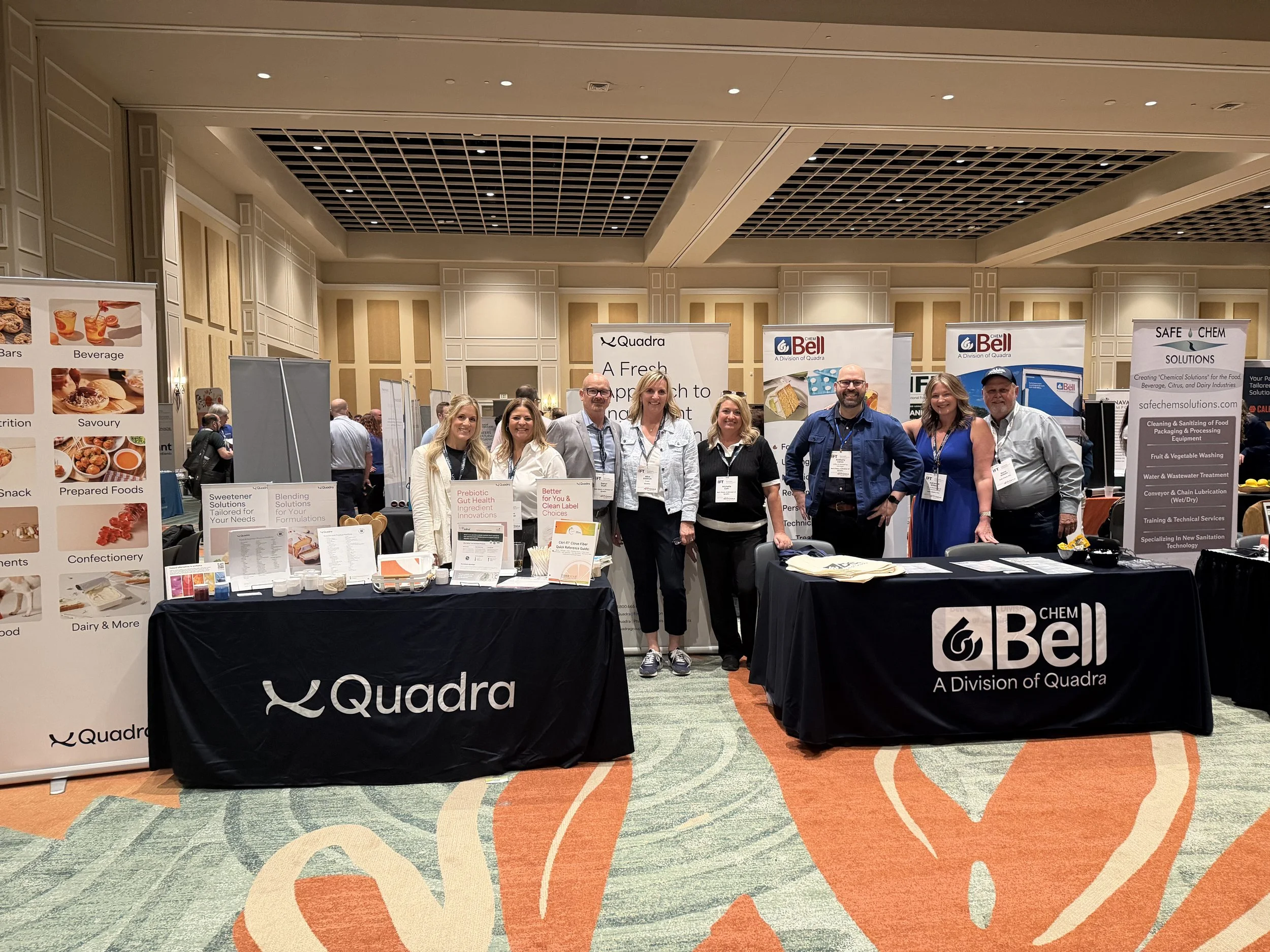 Bell Chem exhibiting with parent company, Quadra at the 2026 IFT Suppliers' Night alongside business partner Safe Chem.