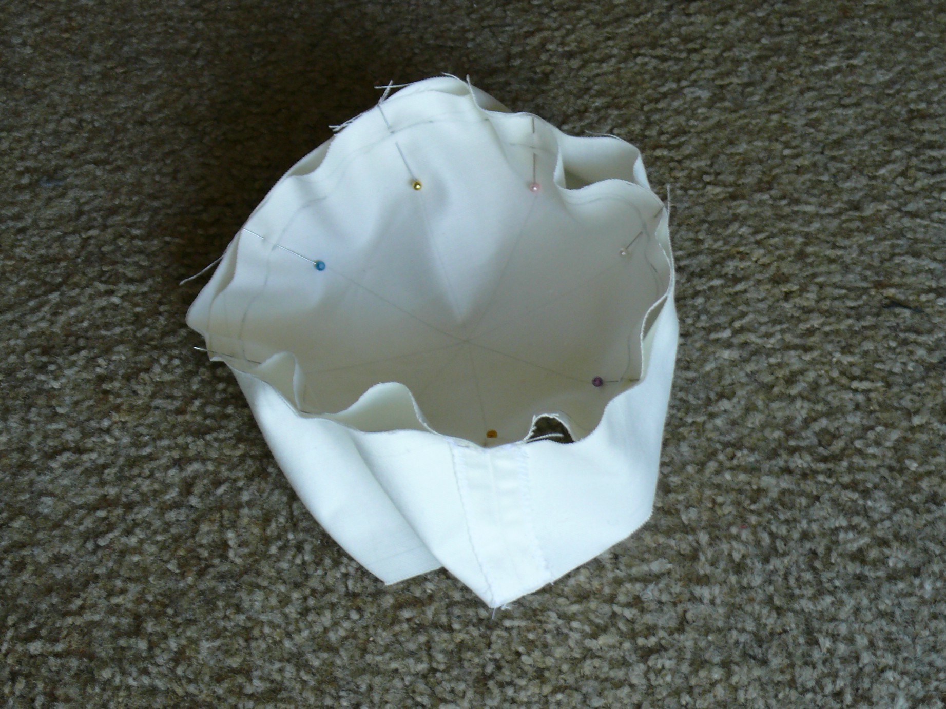 Here the pieces are pinned right sides together in preparation of sewing.