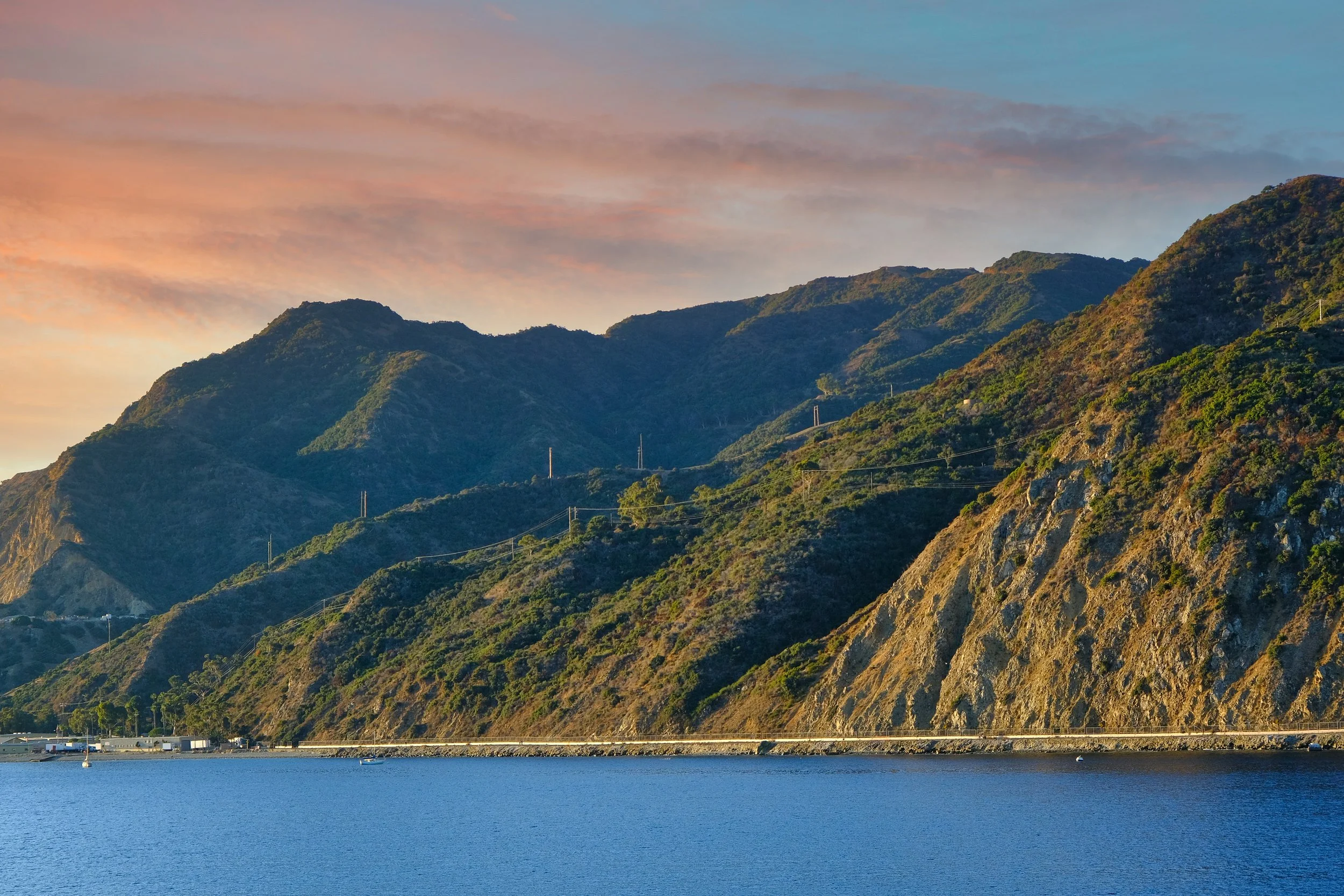 Southern California coastline at sunset