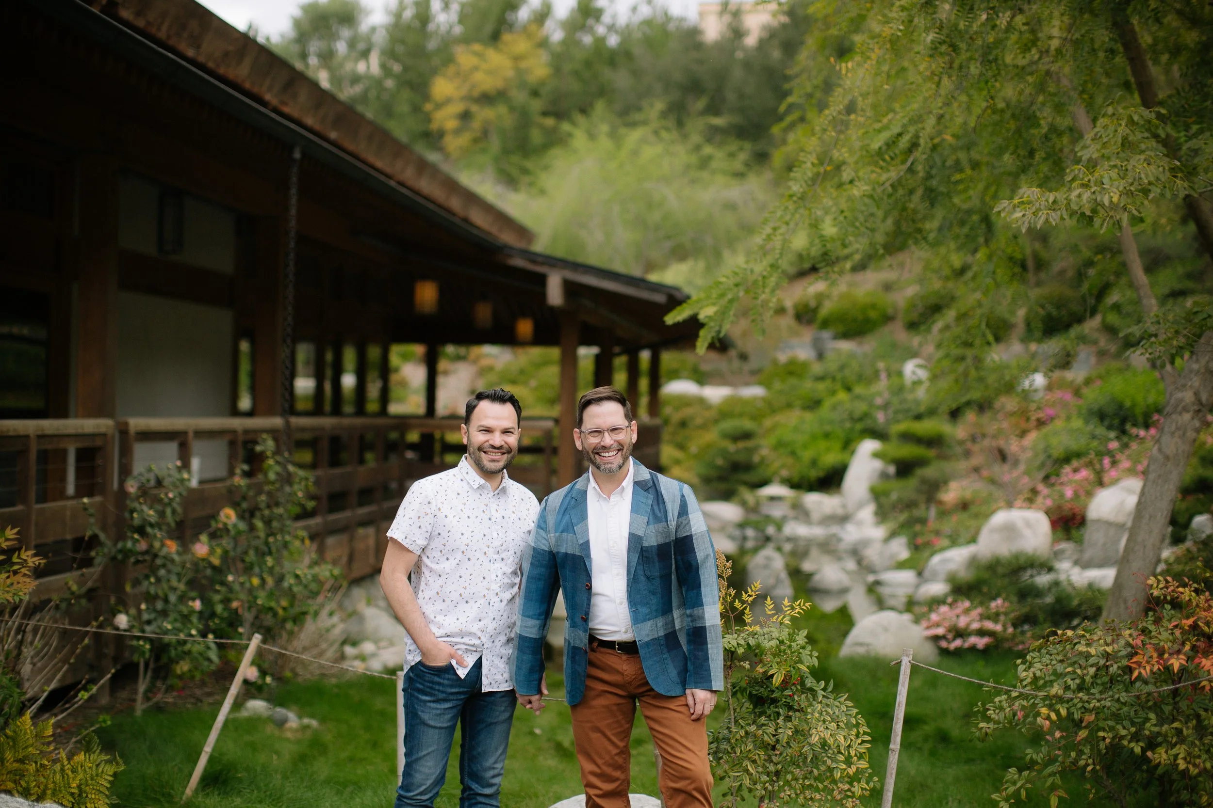 Dr. Greg Koch and his husband Jose in the Japanese Friendship Garden