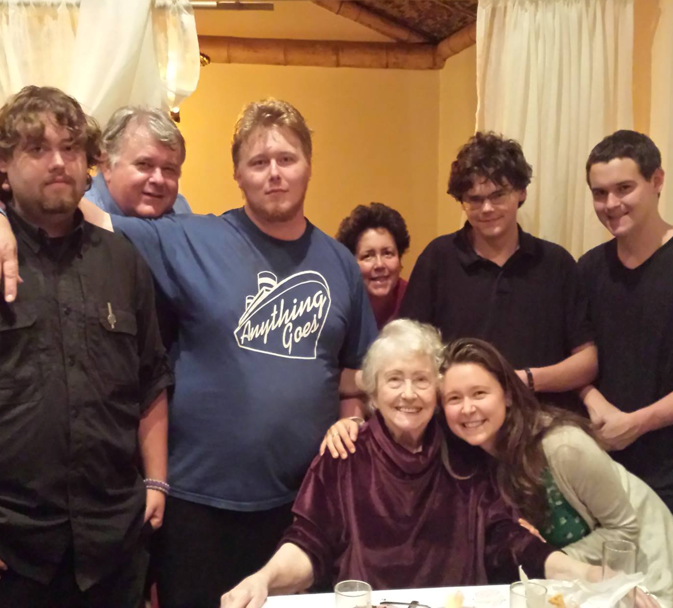 The Schuster-Ferguson clan at grandma's 90th karaoke birthday party