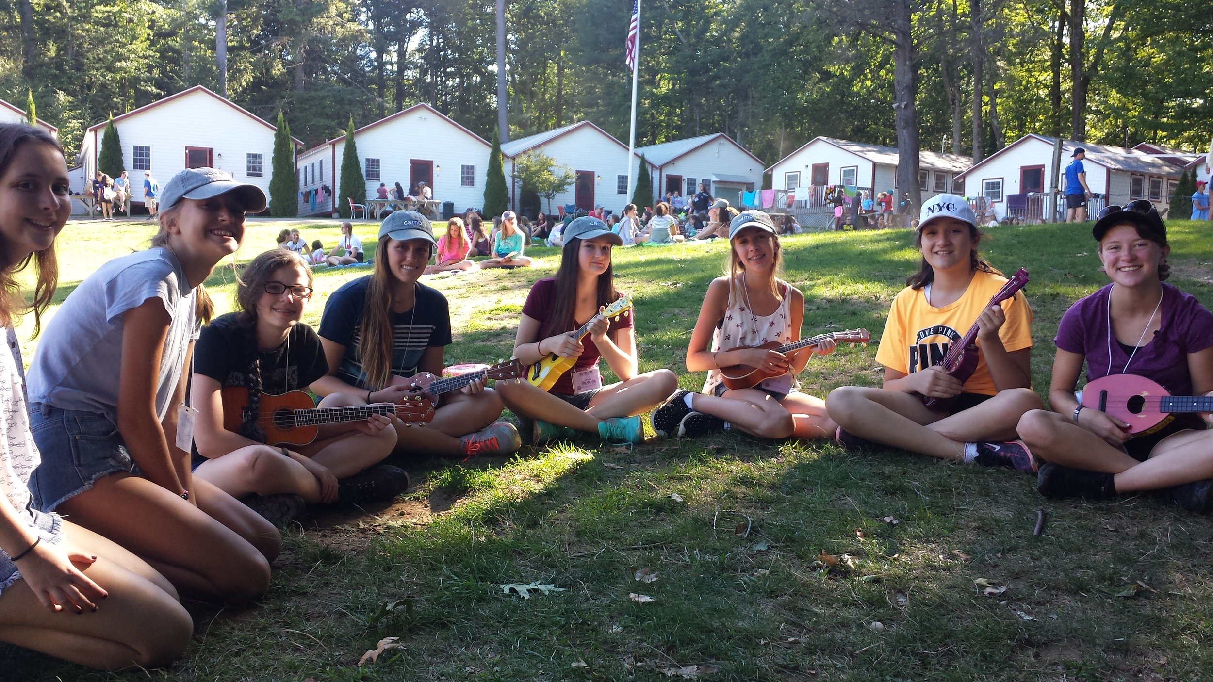 A few of the campers and all of the ukuleles!