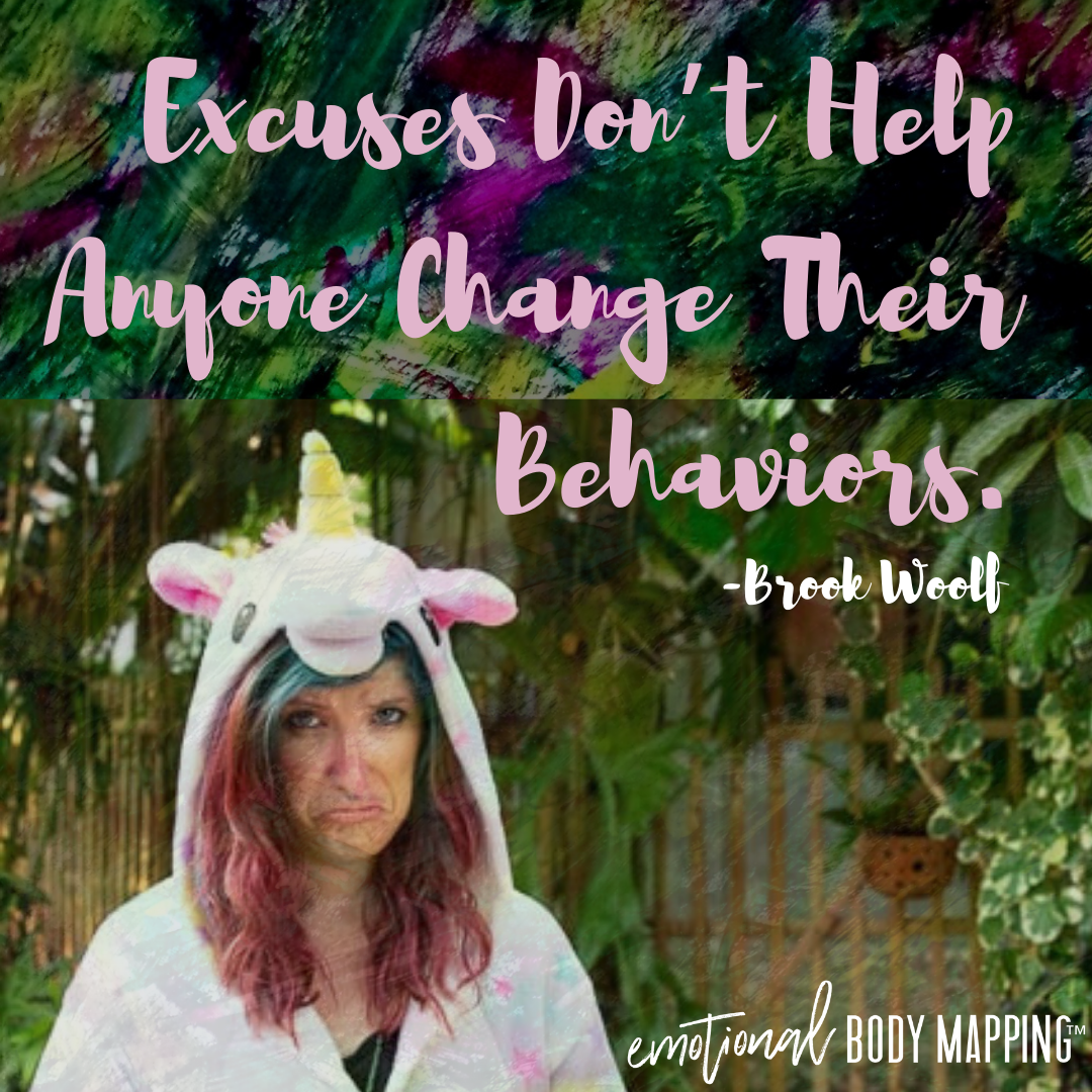 Excuses don’t help anyone change their behavior. - Brook Woolf