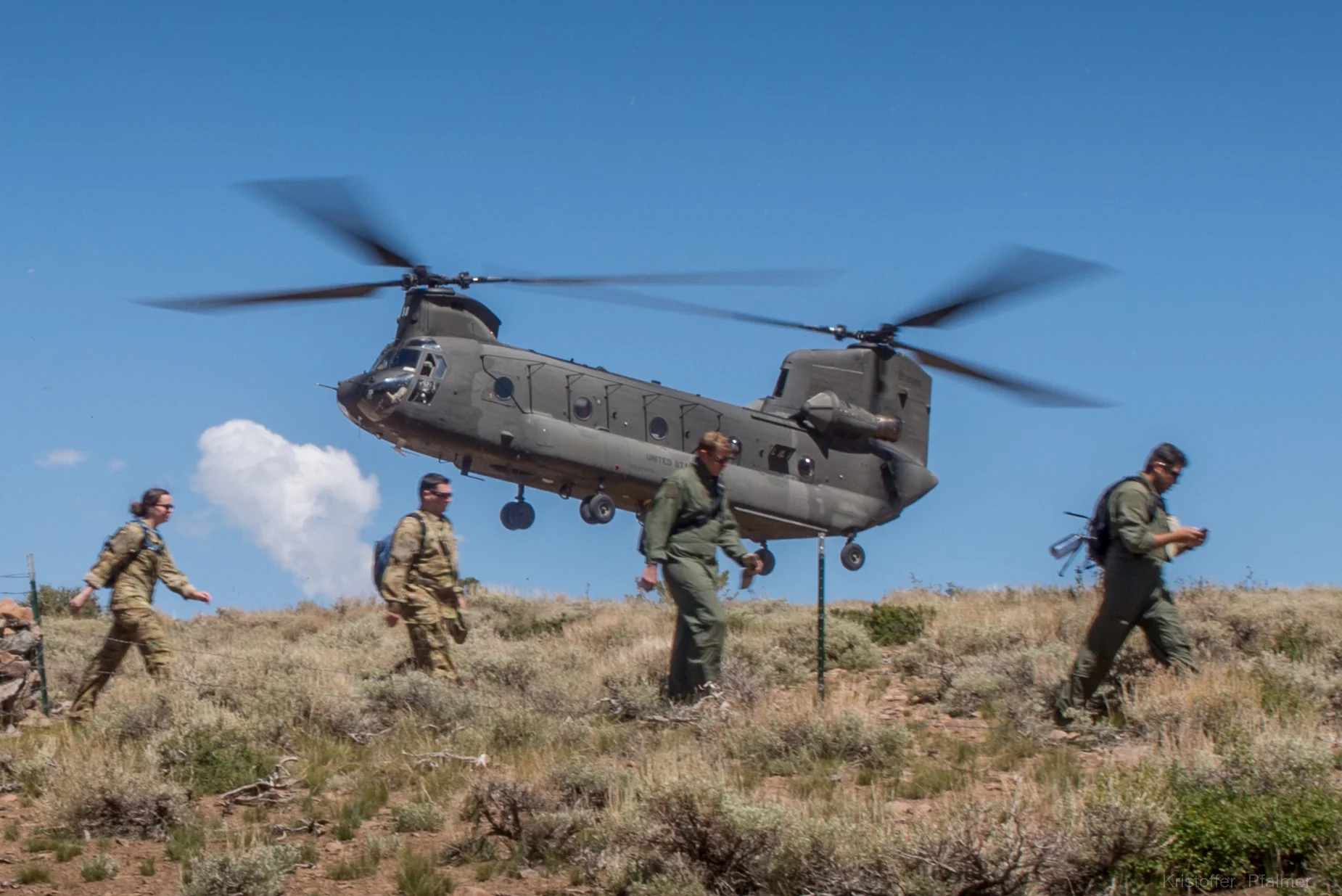 Ch-47 in the Sierra Nevada mountains - Helicopter rotors move very slow so the shutter speed needs to be slow