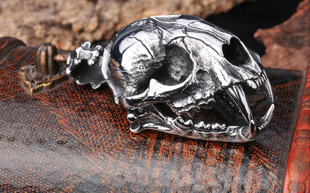 Tiger Skull Necklace Stainless Steel Jewellery Pendant 