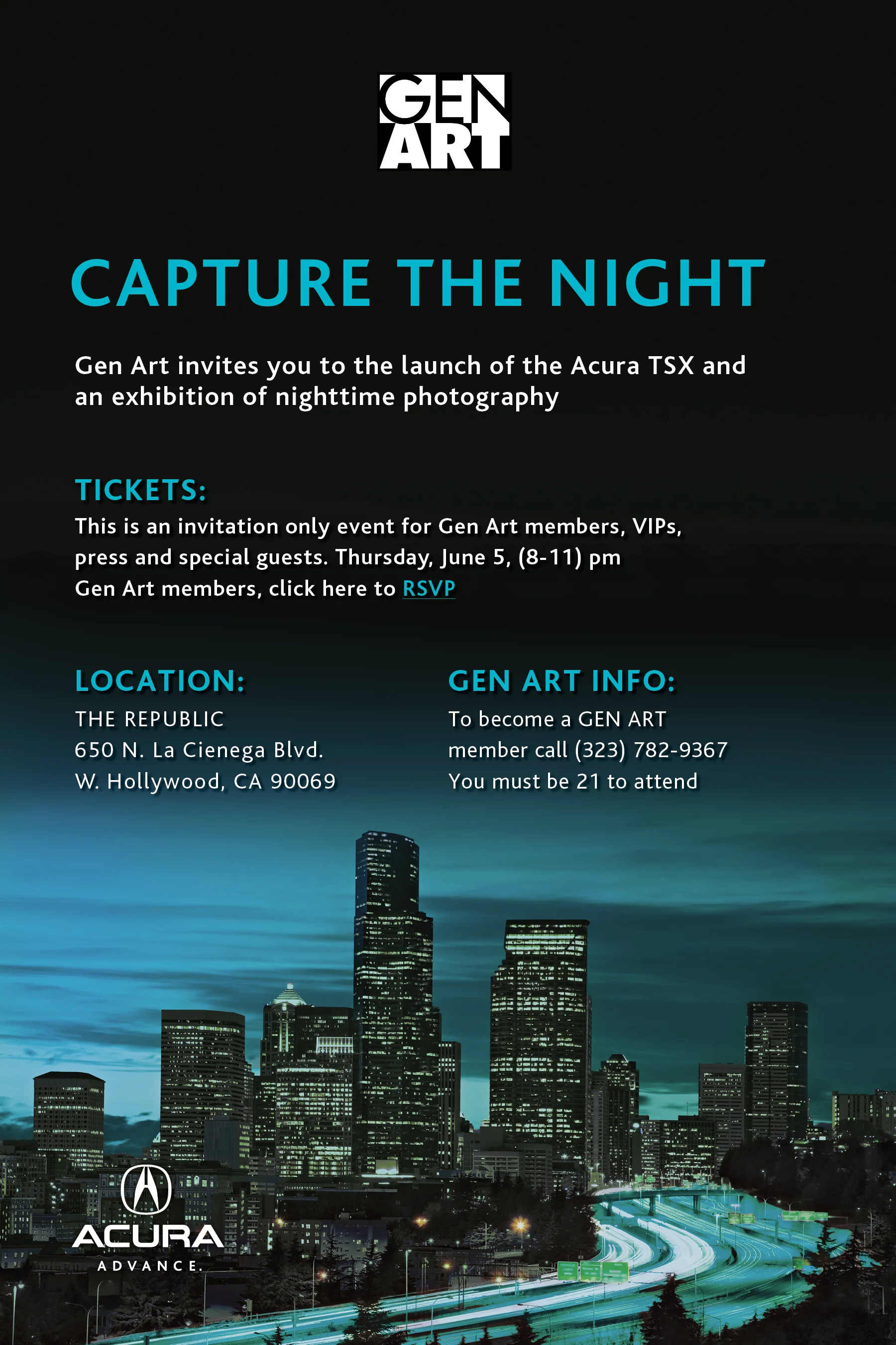  Acura "Capture The Night" Evite 