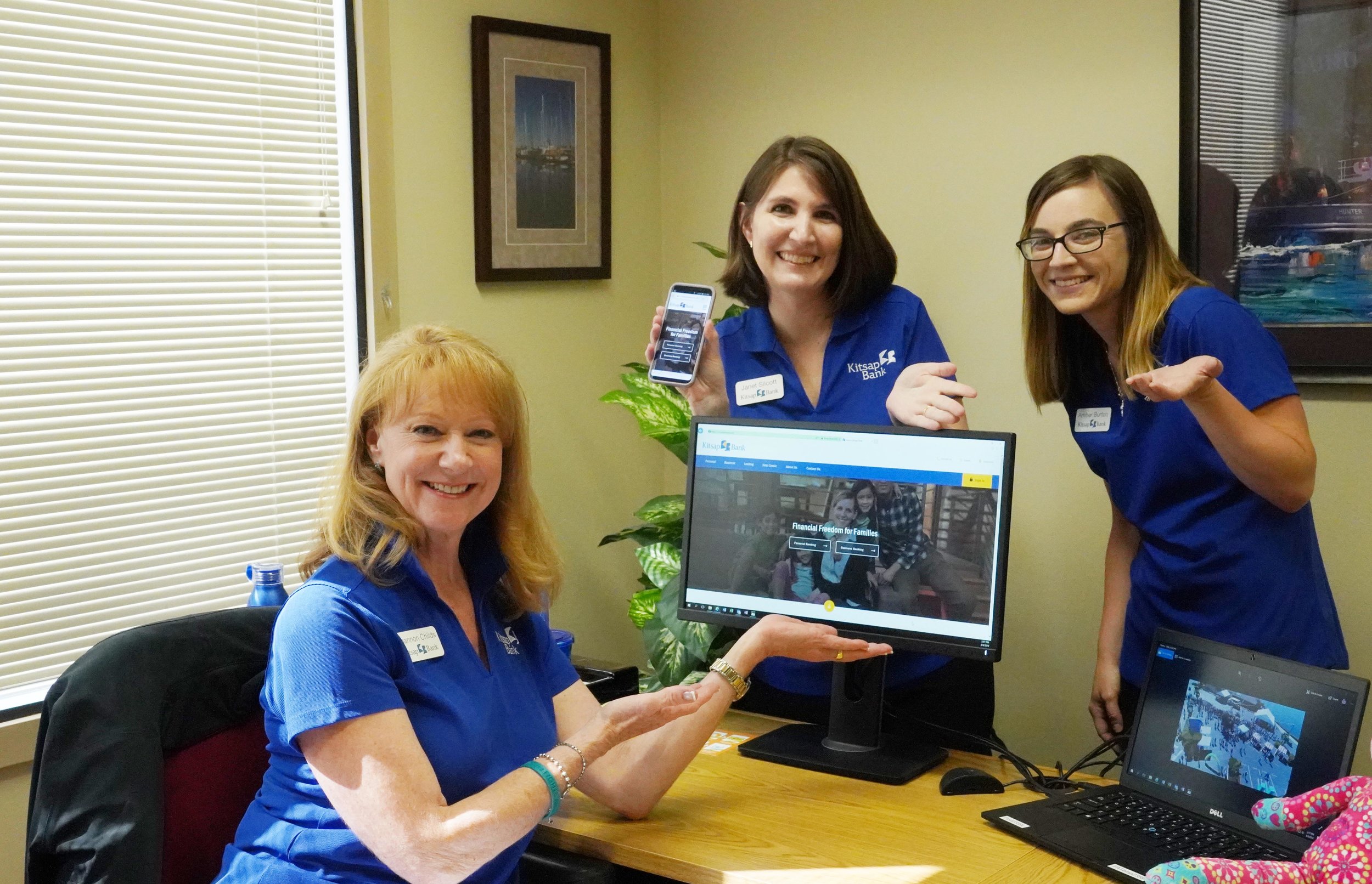 Janet and her mighty team of three in the Kitsap Bank marketing department recently rolled out a company-wide rebrand, in celebration of the bank’s 110 year anniversary.