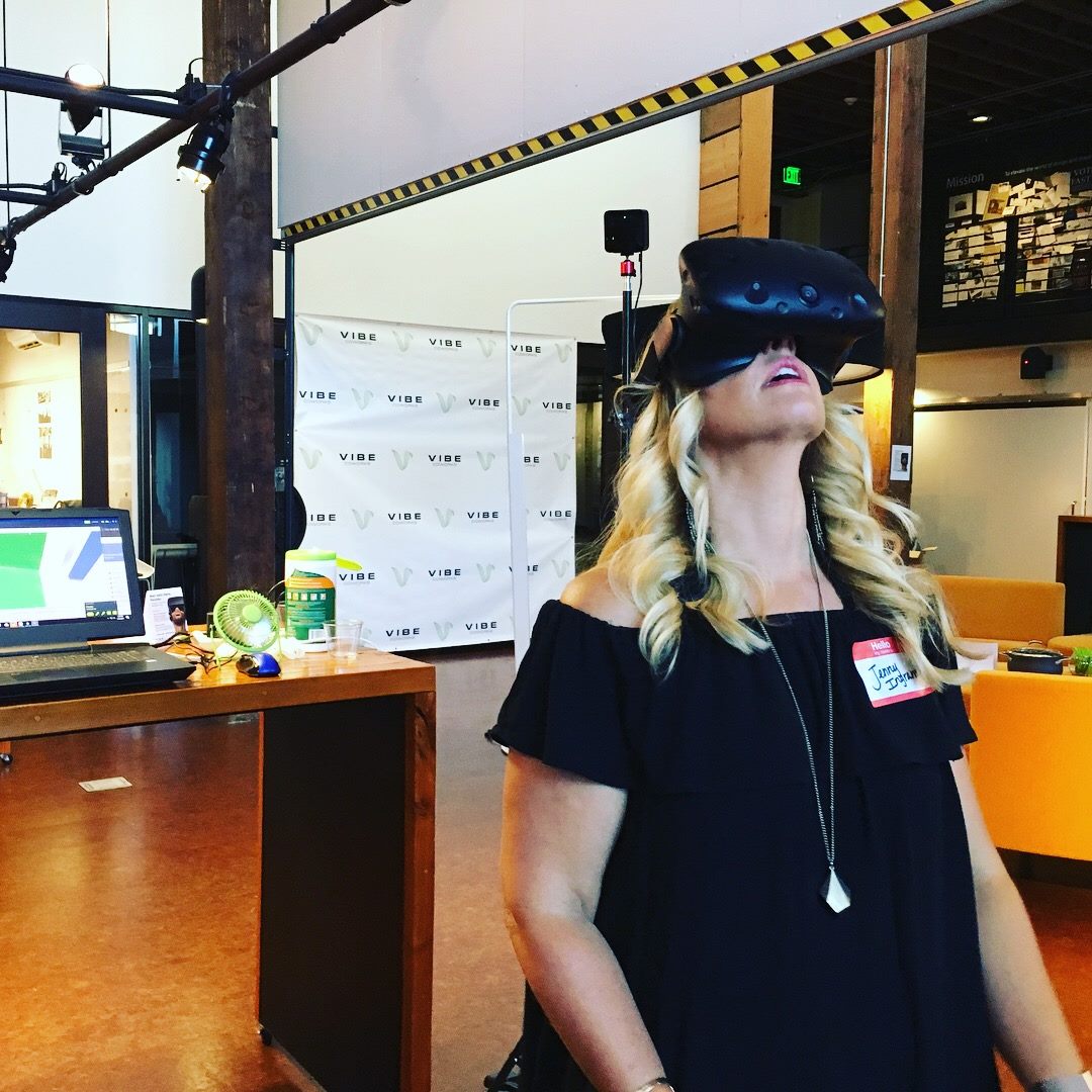 Jenny was one of the lucky few who had the opportunity to experience Vibe first via virtual reality at a VR Happy Hour event held at Rice Fergus Miller in July 2017..