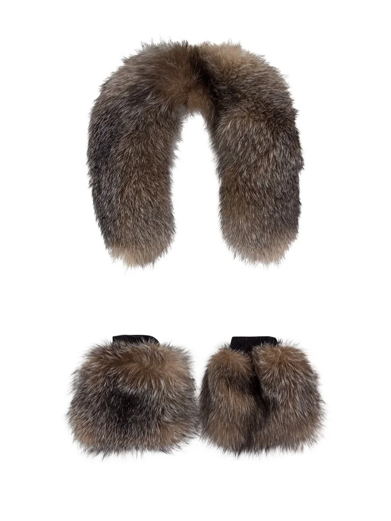 Removable Fur Cuff & Collar Set in Crystal Fox by Therma Kota