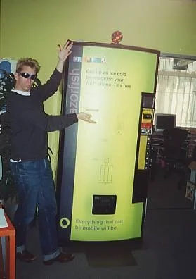 circa 1999-2000: Mobile innovation coming from our super small and cooky tribe, demonstrating that everything that can be digital will be. Model: dear (and deeply missed) friend Michael Mattis