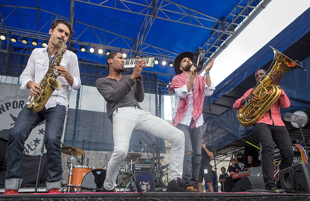 As usual, Jon Batiste and his band Stay Human perform with exuberance. These guys know how to infuse a crowd with joy.