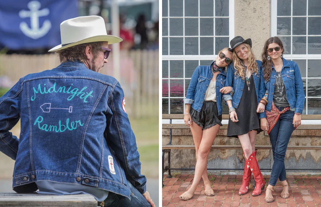 This Nashville crew is looking great in their new custom-embroidered Levis denim. From left are: Joe Fletcher, Emilia Pare, Jenn Ross and Libby Rose, host of Wildwood Revival.