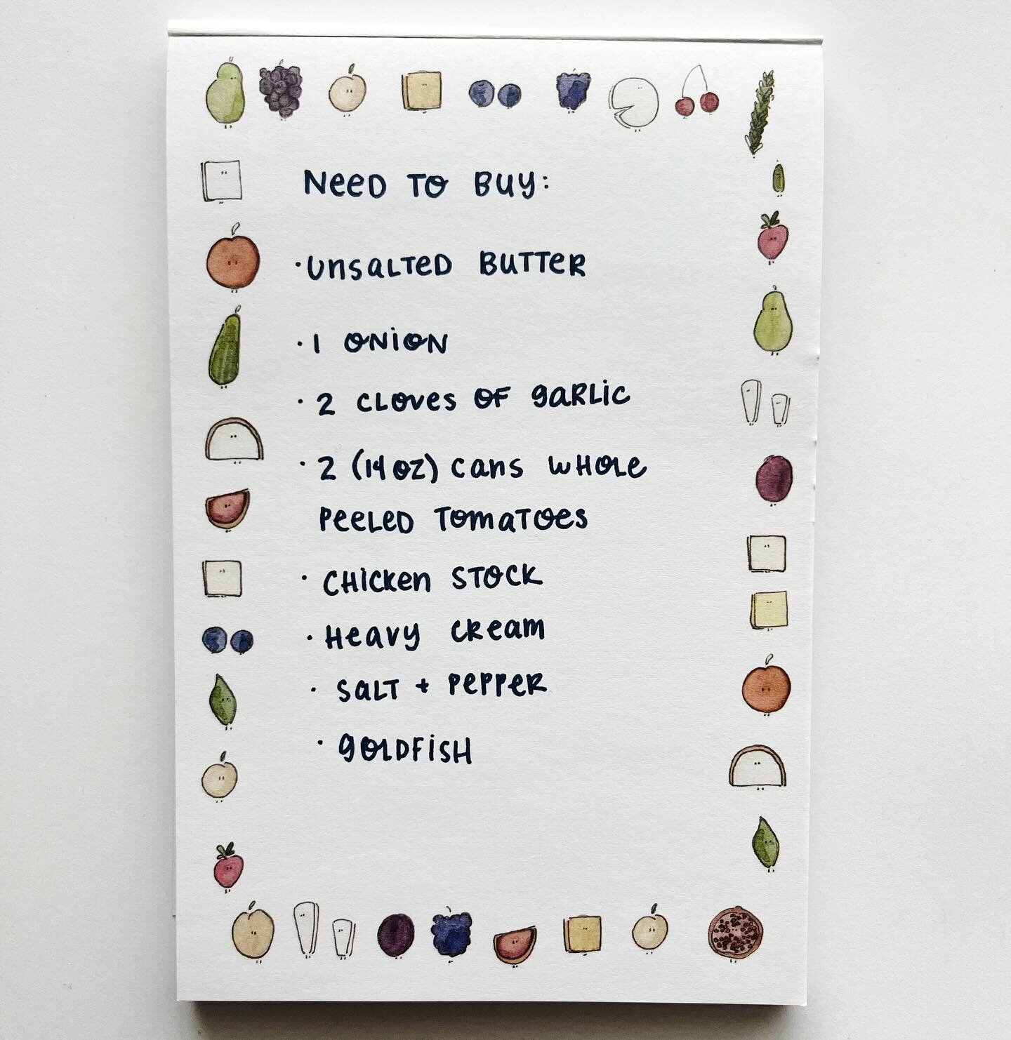 My foodie notepad seemed perfect for making my grocery list for a cozy meal - can you guess what it&rsquo;ll be? ✨

View more at watercoloratx.com/notepads