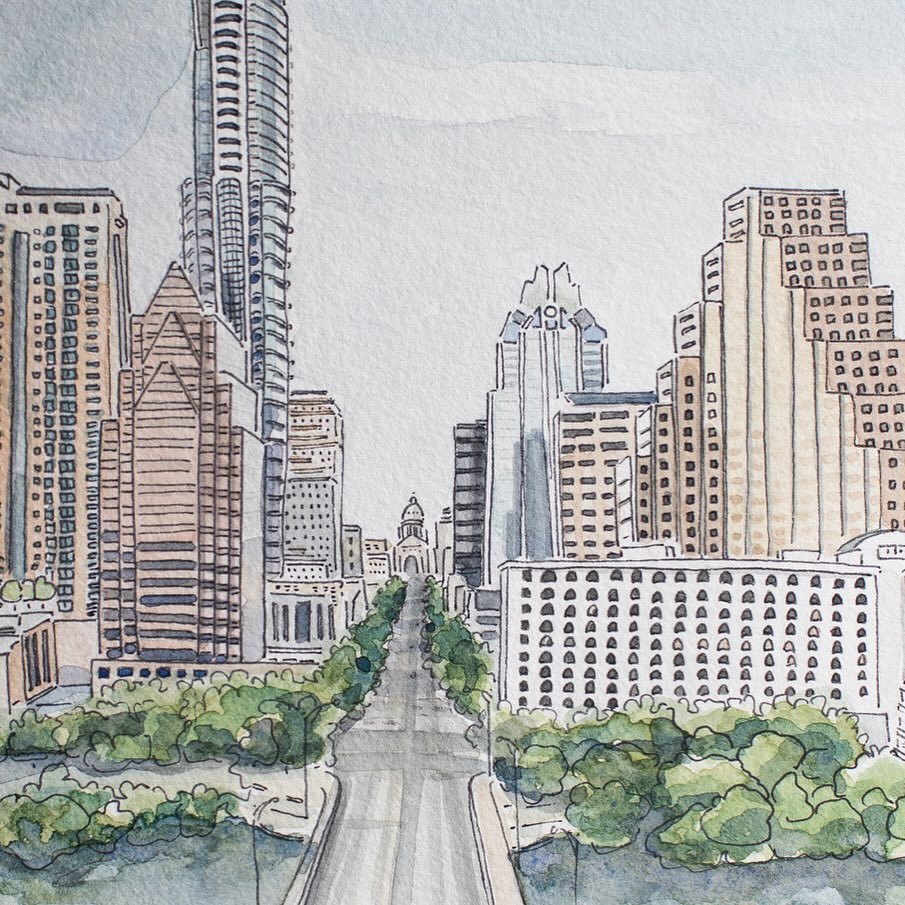 ✨✨ one of my favorite views of the city (watercolor made in 2021)