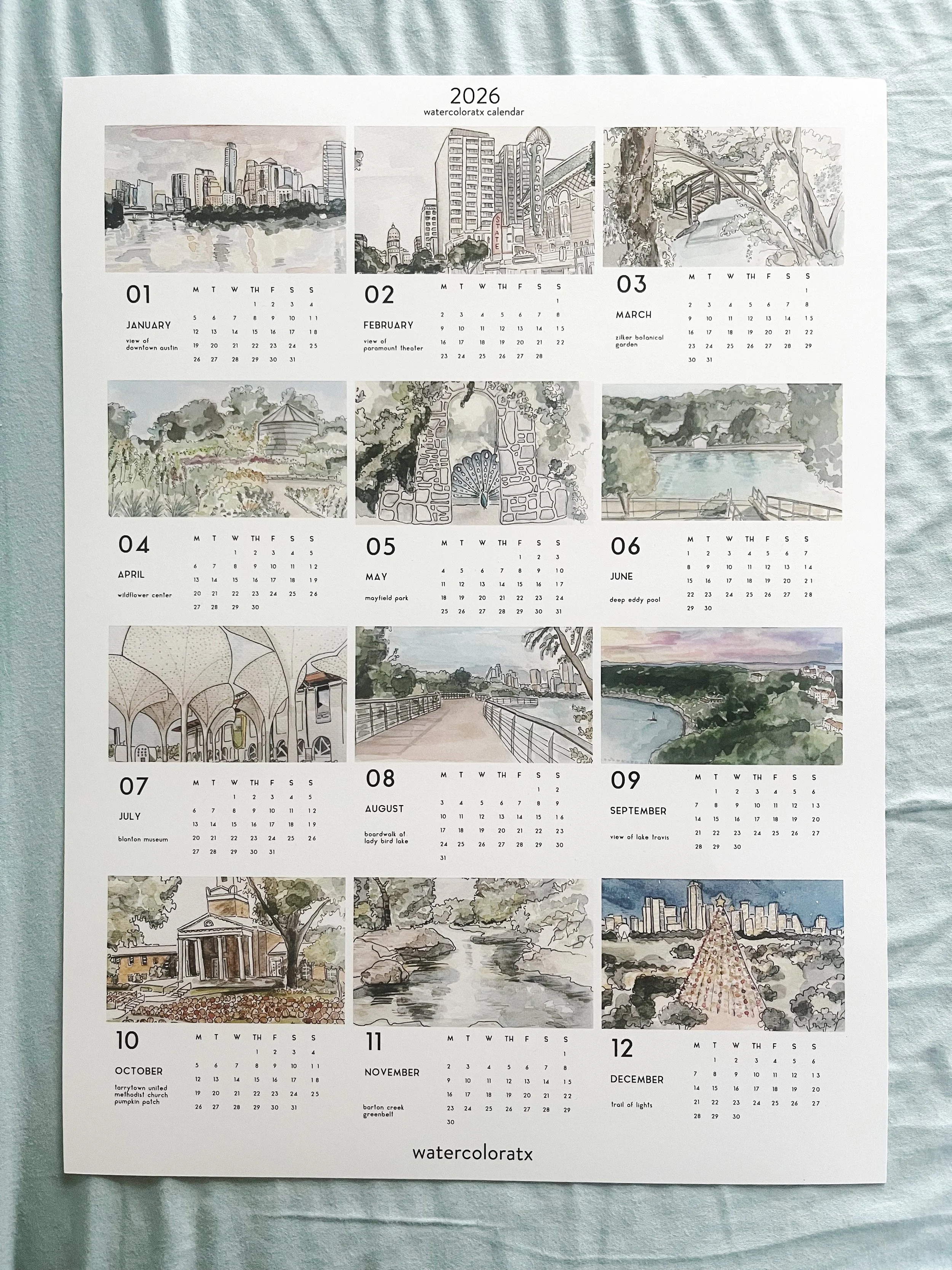 2026 Austin Wall Calendar