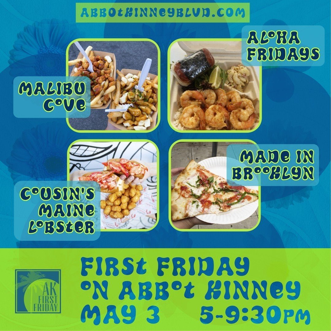 From Maine to Brooklyn, Malibu to Hawaii - we got you covered for tastes from around the states and around the world at First Friday. May 3. See you on the Blvd!
------
@alohafridaysla @cousinsmainelobster @madeinbrooklynnypizza @malibucoveseafood