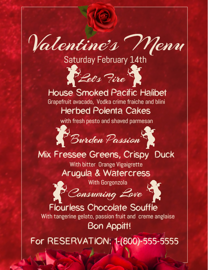 Red Valentine's Menu